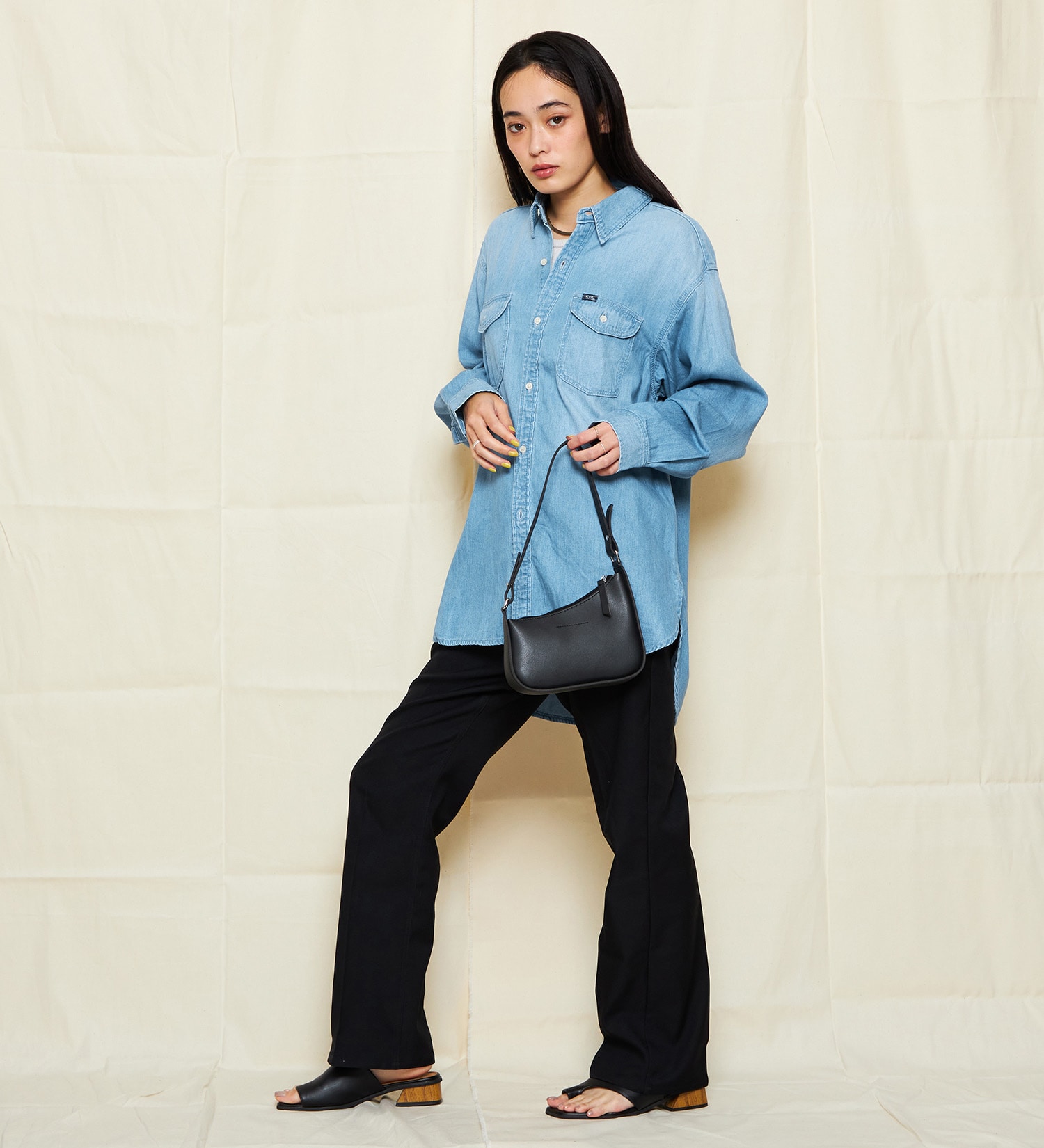 Lee(リー)の【SALE】デニムワークシャツ/ルーズシルエット DUNGAREES【運動会コーデ】|トップス/シャツ/ブラウス/レディース|淡色ブルー