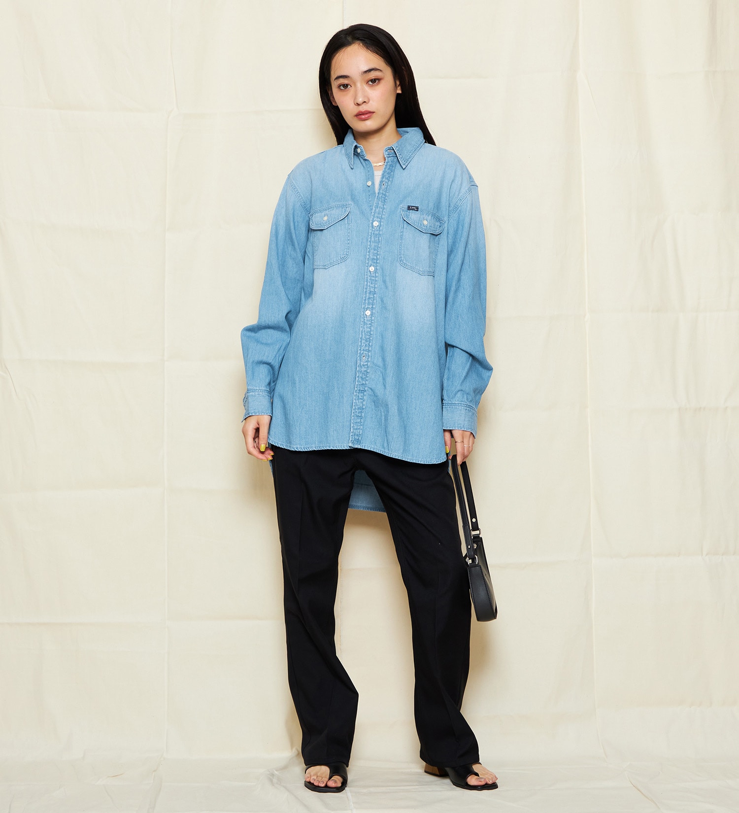 Lee(リー)の【SALE】デニムワークシャツ/ルーズシルエット DUNGAREES【運動会コーデ】|トップス/シャツ/ブラウス/レディース|淡色ブルー