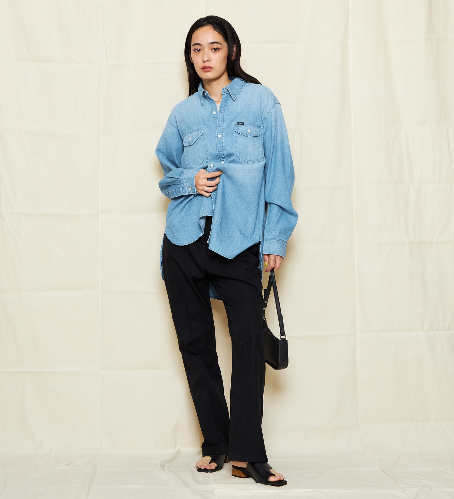 Lee(リー)の【SALE】デニムワークシャツ/ルーズシルエット DUNGAREES【運動会コーデ】|トップス/シャツ/ブラウス/レディース|淡色ブルー