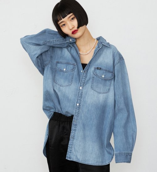 Lee(リー)の【予約】ワークデニムシャツ ライトオンスで着やすい 羽織|トップス/シャツ/ブラウス/レディース|淡色ブルー