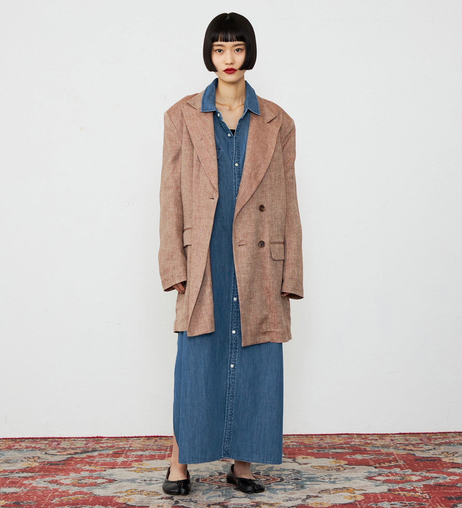 Lee(リー)のワークデニムシャツワンピース ライトオンスで着やすい|ワンピース/シャツワンピース/レディース|中色ブルー
