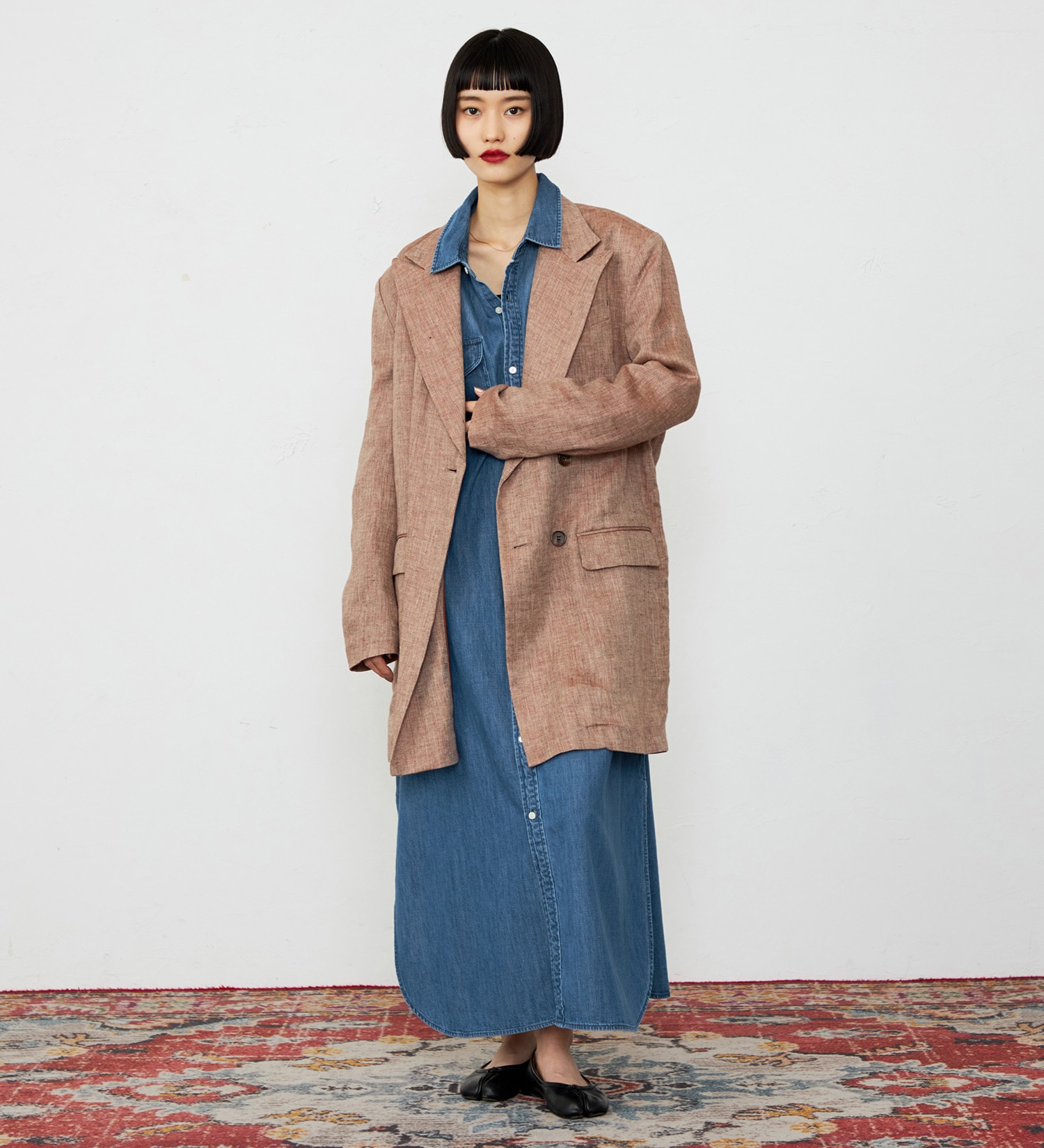 Lee(リー)のワークデニムシャツワンピース ライトオンスで着やすい|ワンピース/シャツワンピース/レディース|中色ブルー