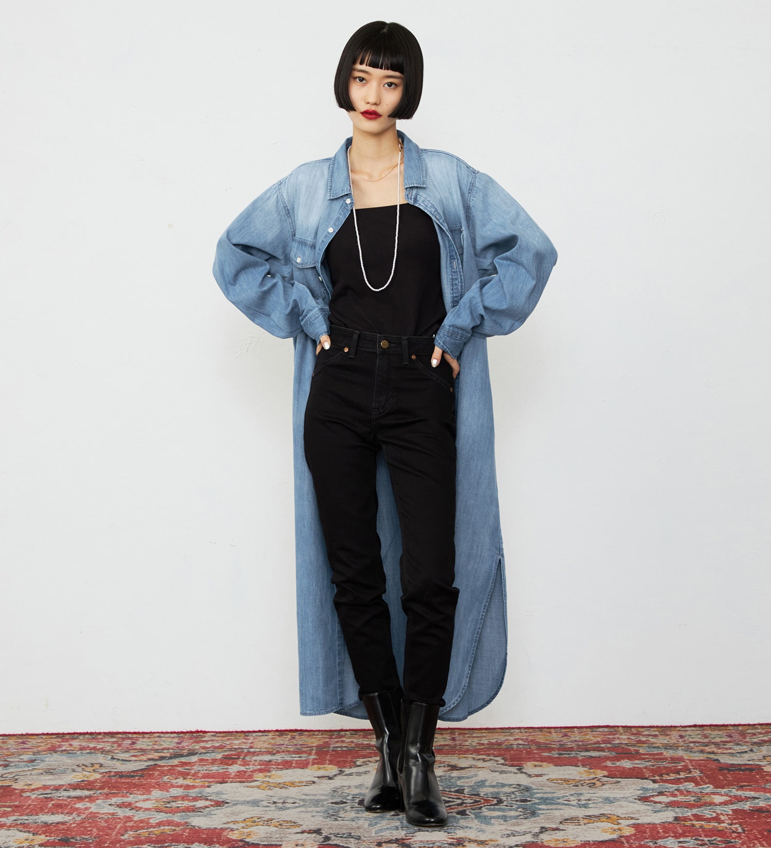 Lee(リー)の【予約】ワークデニムシャツワンピース ライトオンスで着やすい|ワンピース/シャツワンピース/レディース|淡色ブルー