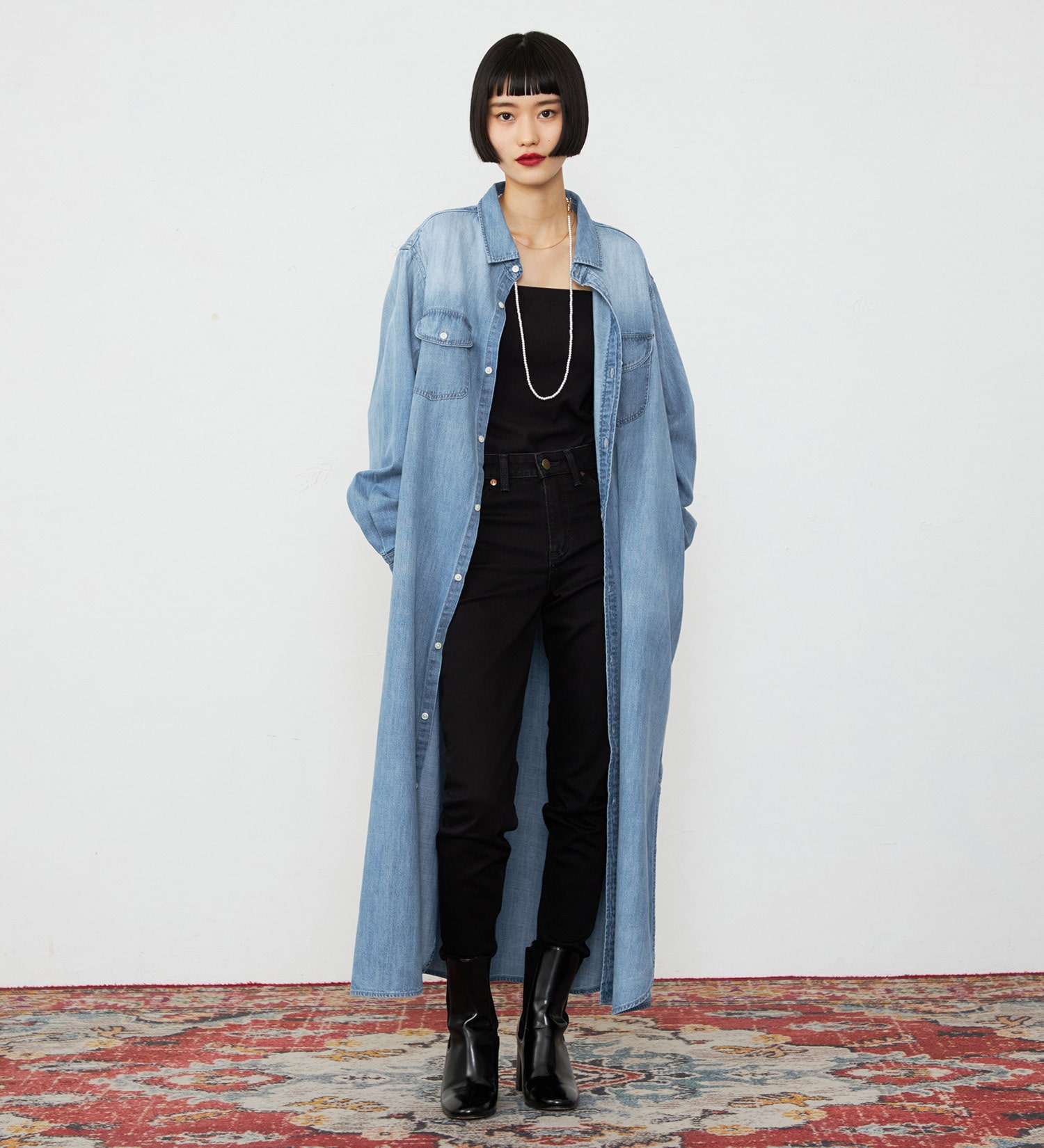 Lee(リー)のワークデニムシャツワンピース ライトオンスで着やすい|ワンピース/シャツワンピース/レディース|淡色ブルー