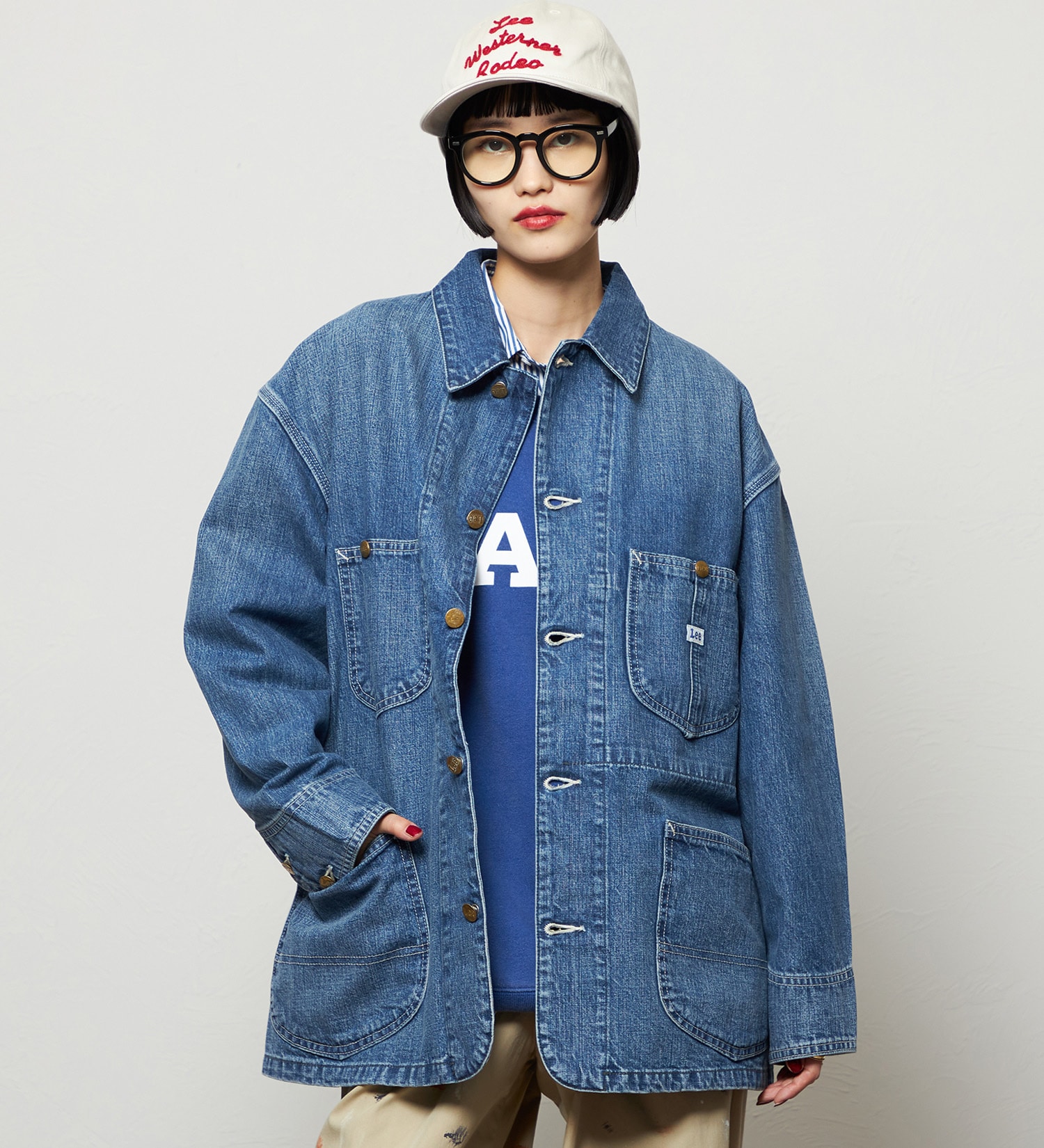 Lee(リー)のレディース ロコジャケット DUNGAREES【セットアップ対応】|ジャケット/アウター/カバーオール/レディース|中色ブルー