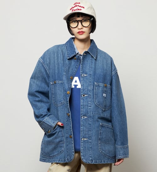 Lee(リー)のレディース ロコジャケット DUNGAREES【セットアップ対応】|ジャケット/アウター/カバーオール/レディース|中色ブルー