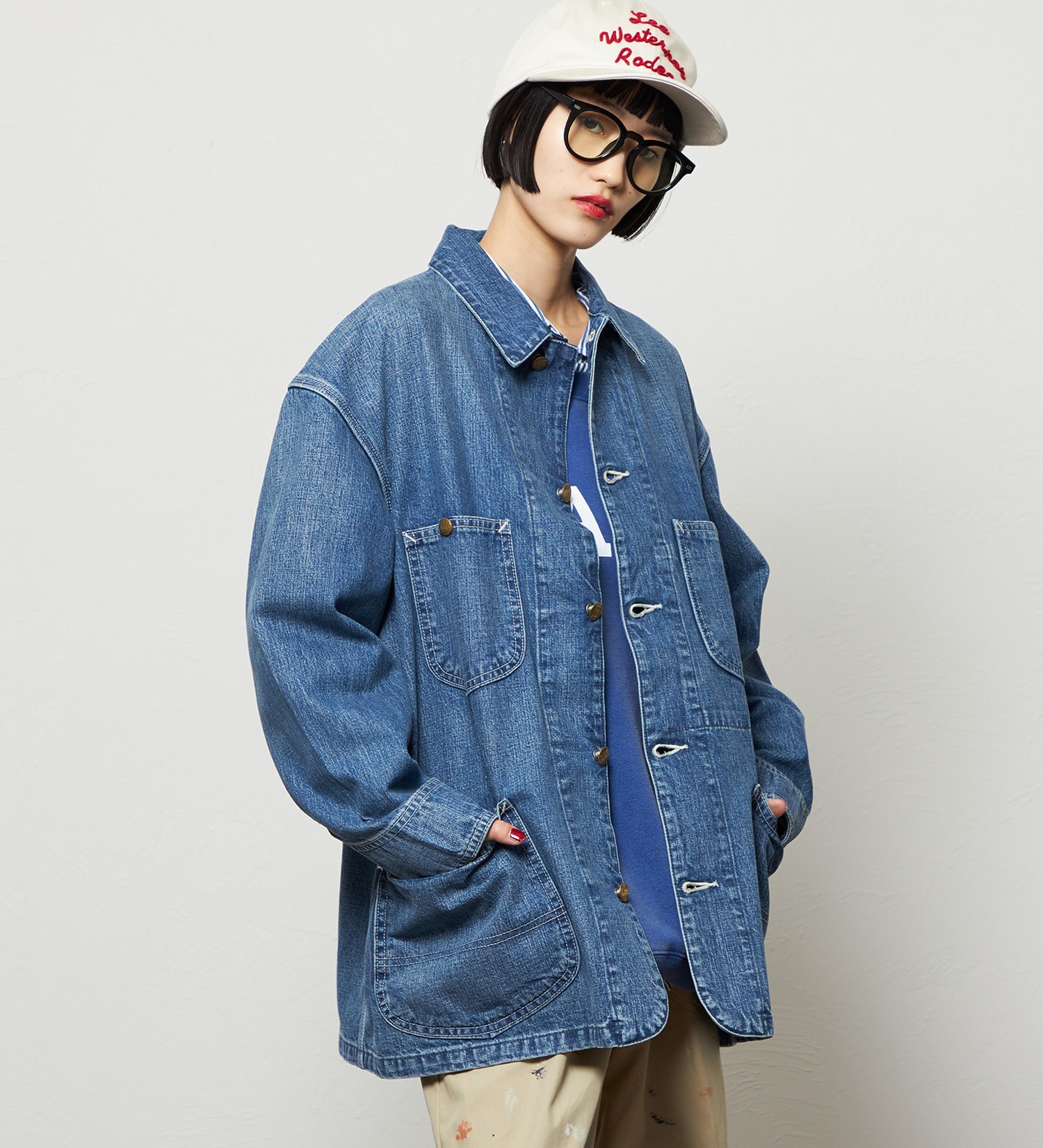 Lee(リー)のレディース ロコジャケット DUNGAREES【セットアップ対応】|ジャケット/アウター/カバーオール/レディース|中色ブルー