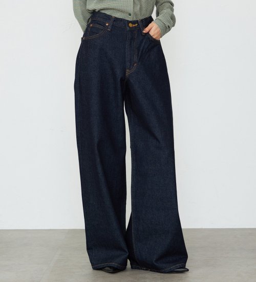 ワイドデニムパンツ 上質コットン100％
