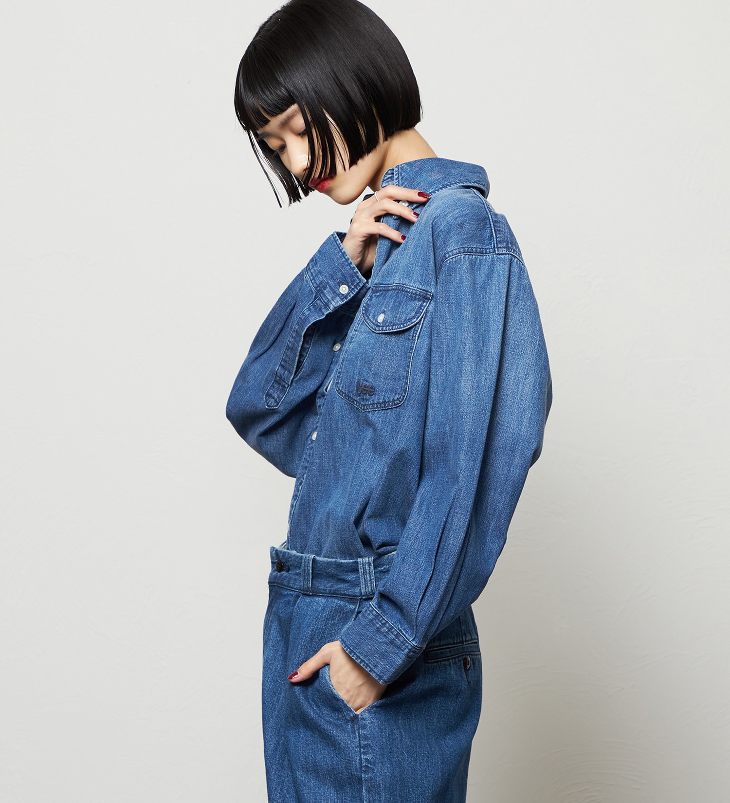 Lee(リー)のボタンダウンシャツ/ライトオンス|トップス/シャツ/ブラウス/レディース|中色ブルー