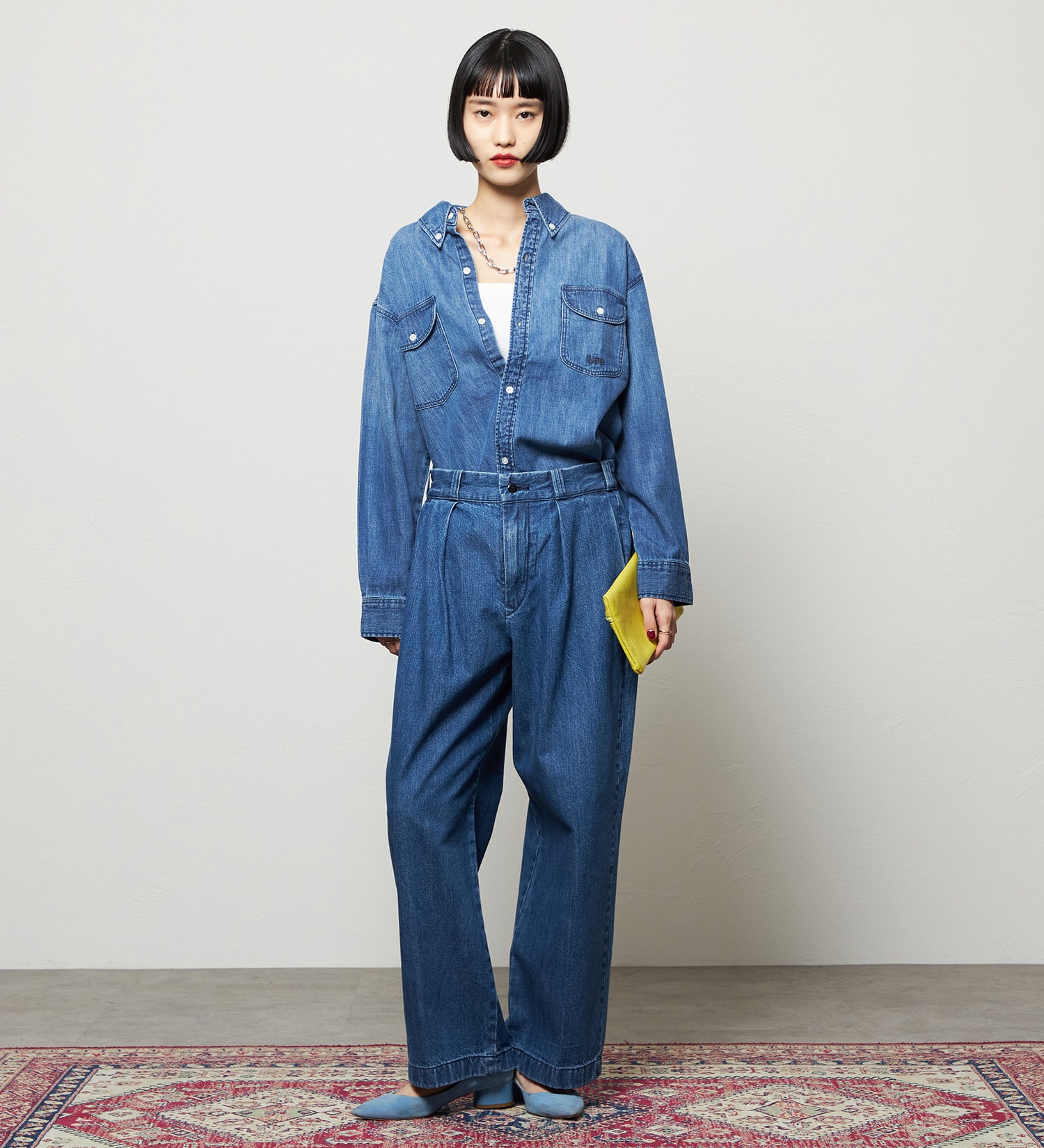 Lee(リー)のボタンダウンシャツ/ライトオンス|トップス/シャツ/ブラウス/レディース|中色ブルー