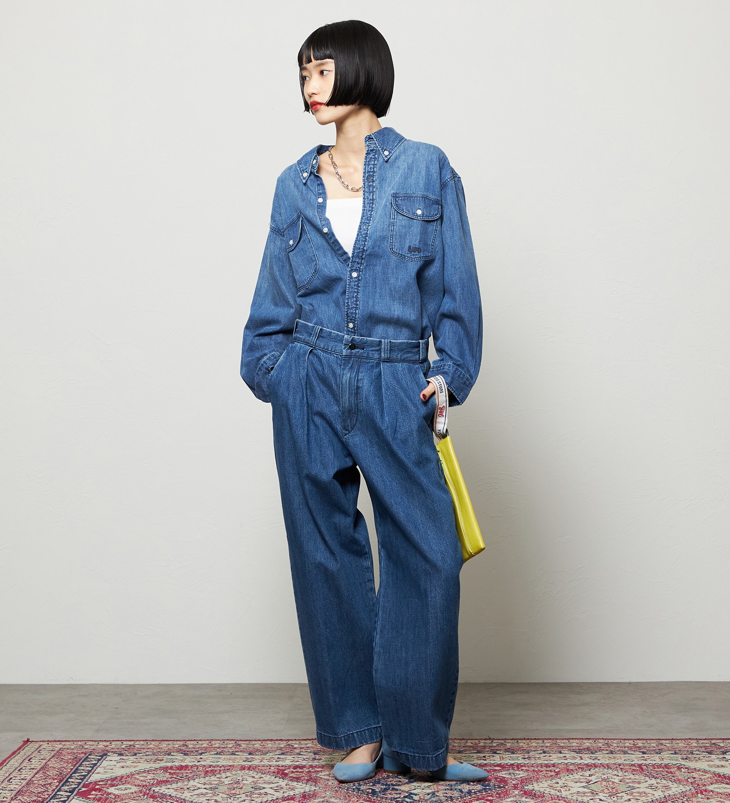 Lee(リー)のボタンダウンシャツ/ライトオンス|トップス/シャツ/ブラウス/レディース|中色ブルー