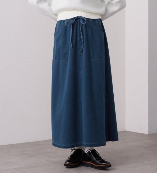 Lee(リー)のEASY SKIRT / イージースカート ニットデニム【暖】|スカート/デニムスカート/レディース|中色ブルー