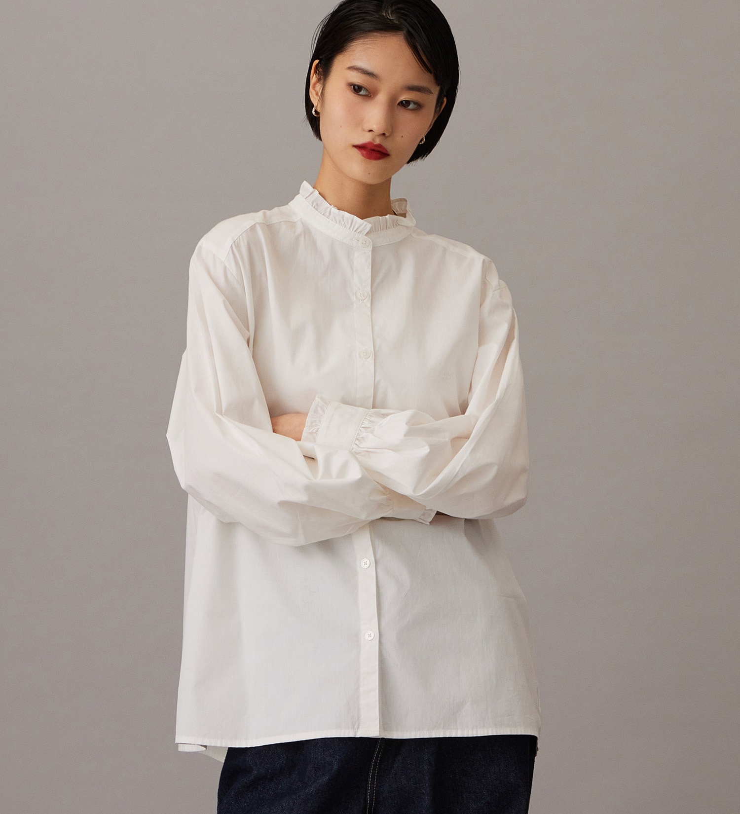 Lee(リー)のFRILL DENIM SHIRTS / フリルデニムシャツ|トップス/シャツ/ブラウス/レディース|ホワイト