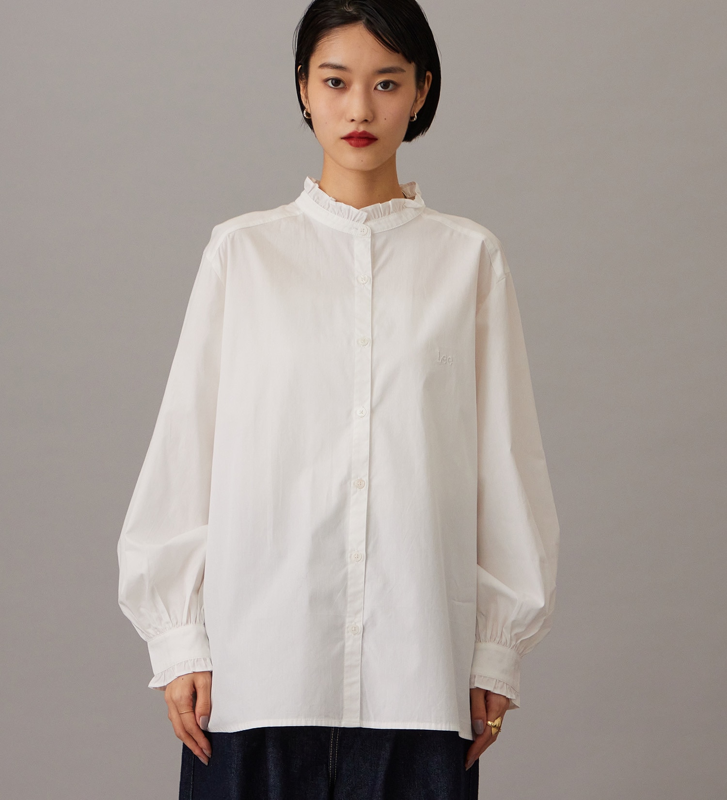 Lee(リー)のFRILL DENIM SHIRTS / フリルデニムシャツ|トップス/シャツ/ブラウス/レディース|ホワイト