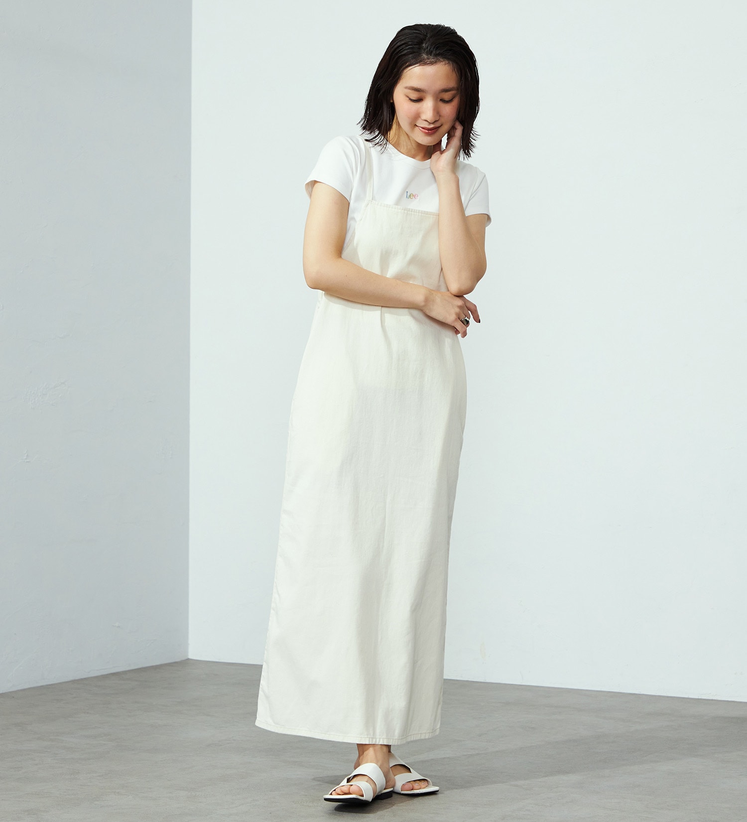Lee(リー)のRELAX SALOPETTE DRESS/サロペット/ワンピース|オールインワン/サロペット/オーバーオール/レディース|ホワイト