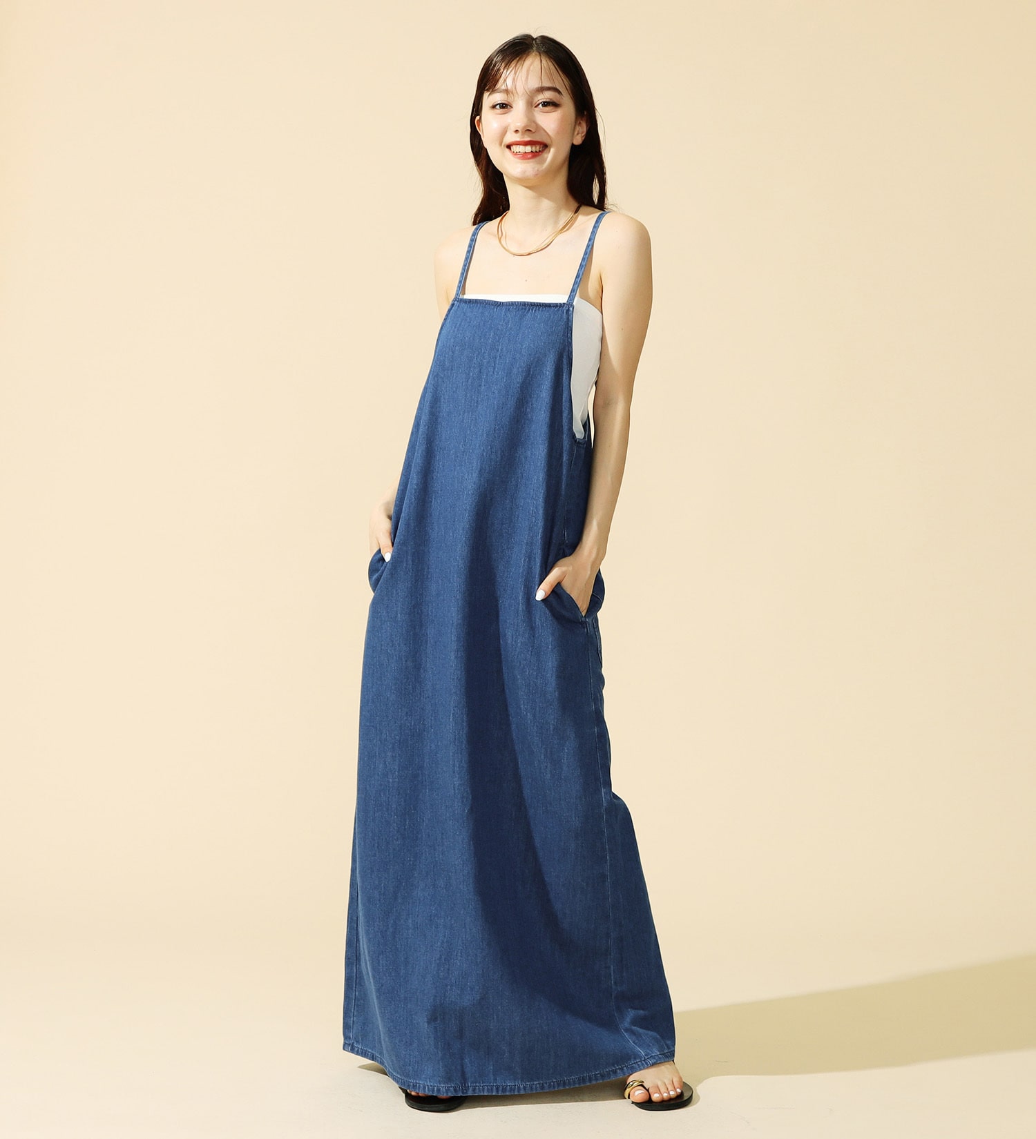 Lee(リー)の【ポイントアップ対象】RELAX SALOPETTE DRESS/サロペット/ワンピース|オールインワン/サロペット/オーバーオール/レディース|中色ブルー