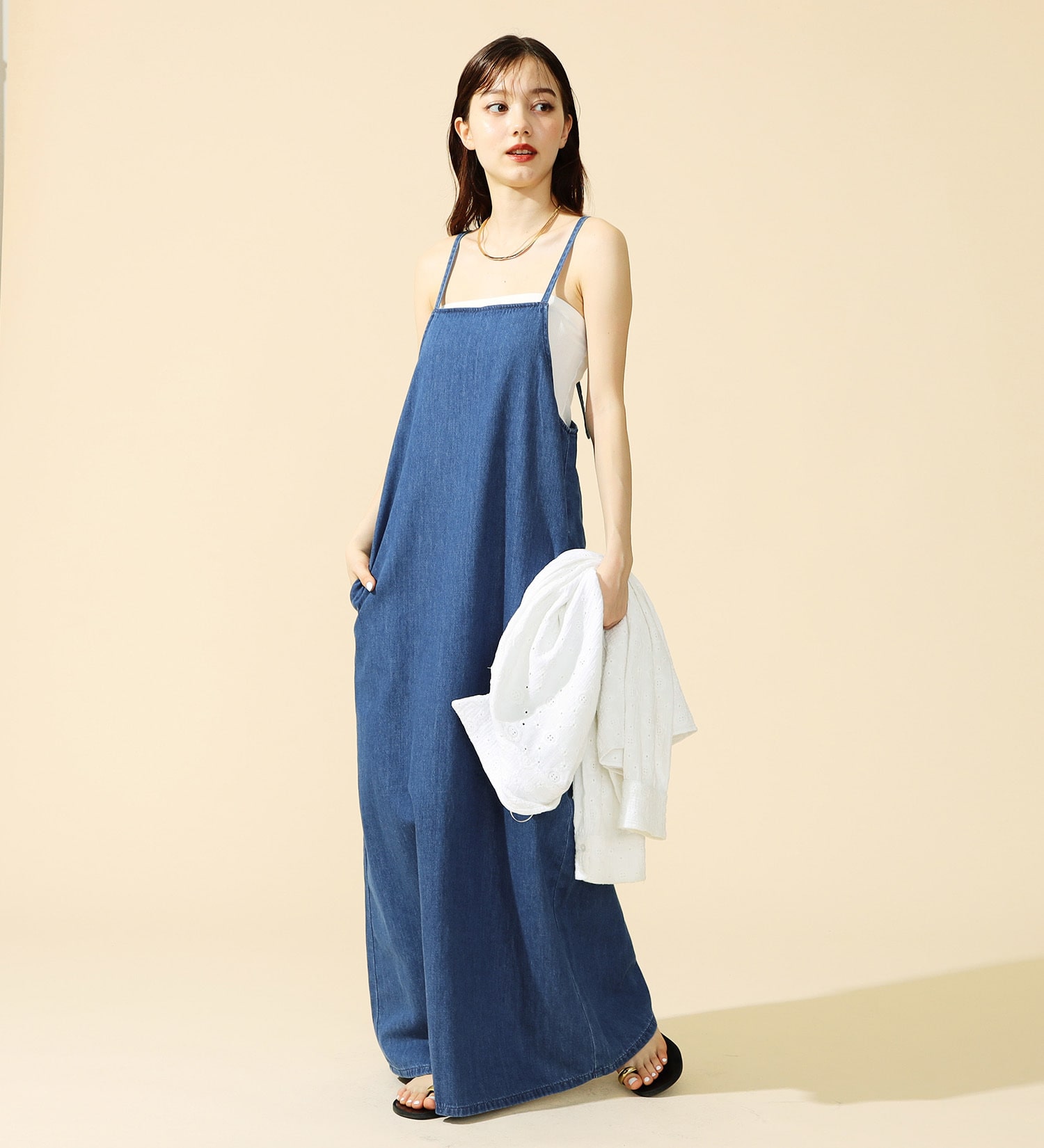 Lee(リー)の【ポイントアップ対象】RELAX SALOPETTE DRESS/サロペット/ワンピース|オールインワン/サロペット/オーバーオール/レディース|中色ブルー