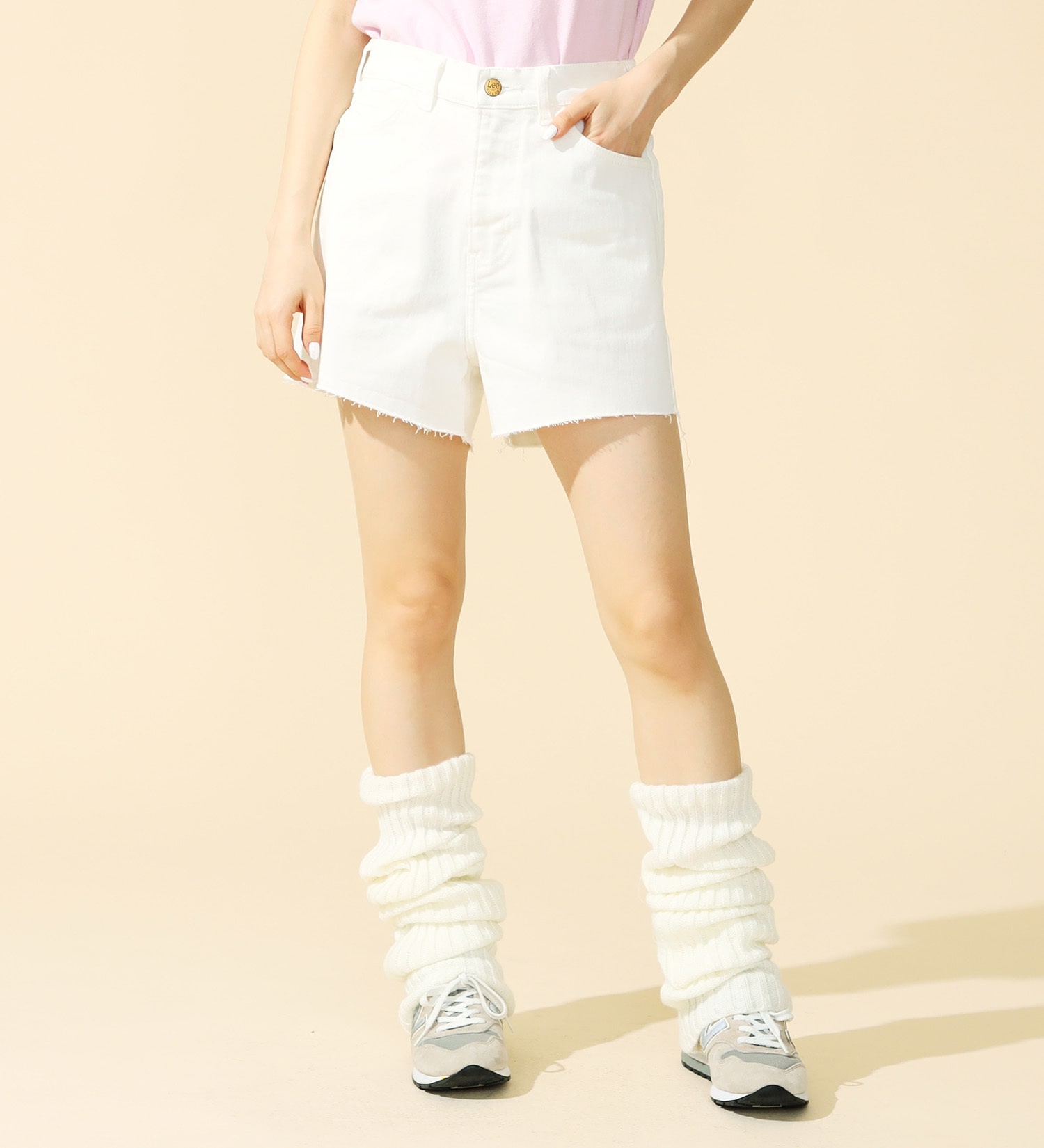 Lee(リー)の【SUMMER SALE】【豊富なサイズ展開】Lee BABE ストレッチ/ショートデニムパンツ XS-4L セットアップ対応|パンツ/パンツ/レディース|ホワイト