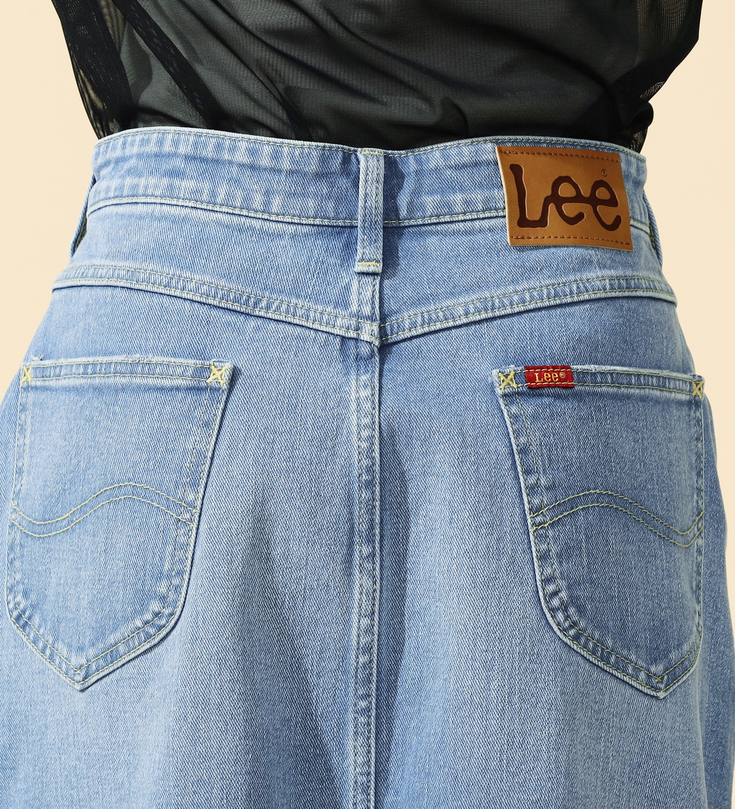 Lee(リー)の【試着対象】【2024年春夏モデル】Lee BABE ストレッチ/ミドル丈デニムスカート サイズ展開XS-XL|スカート/デニムスカート/レディース|淡色ブルー