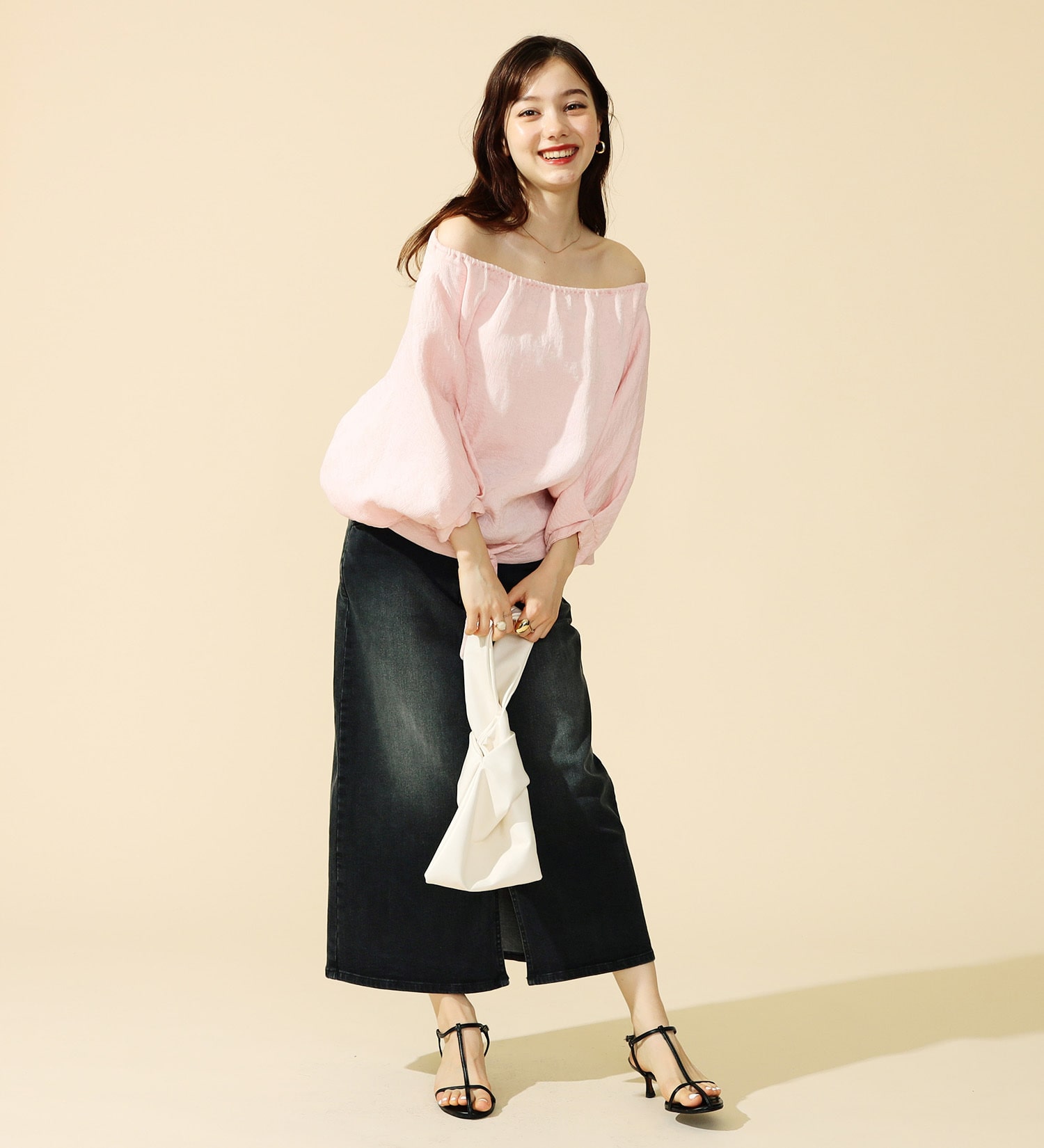 Lee(リー)の【豊富なサイズ展開】Lee BABE ストレッチ/ミドル丈デニムスカート XS-XL セットアップ可|スカート/デニムスカート/レディース|ブラックデニム