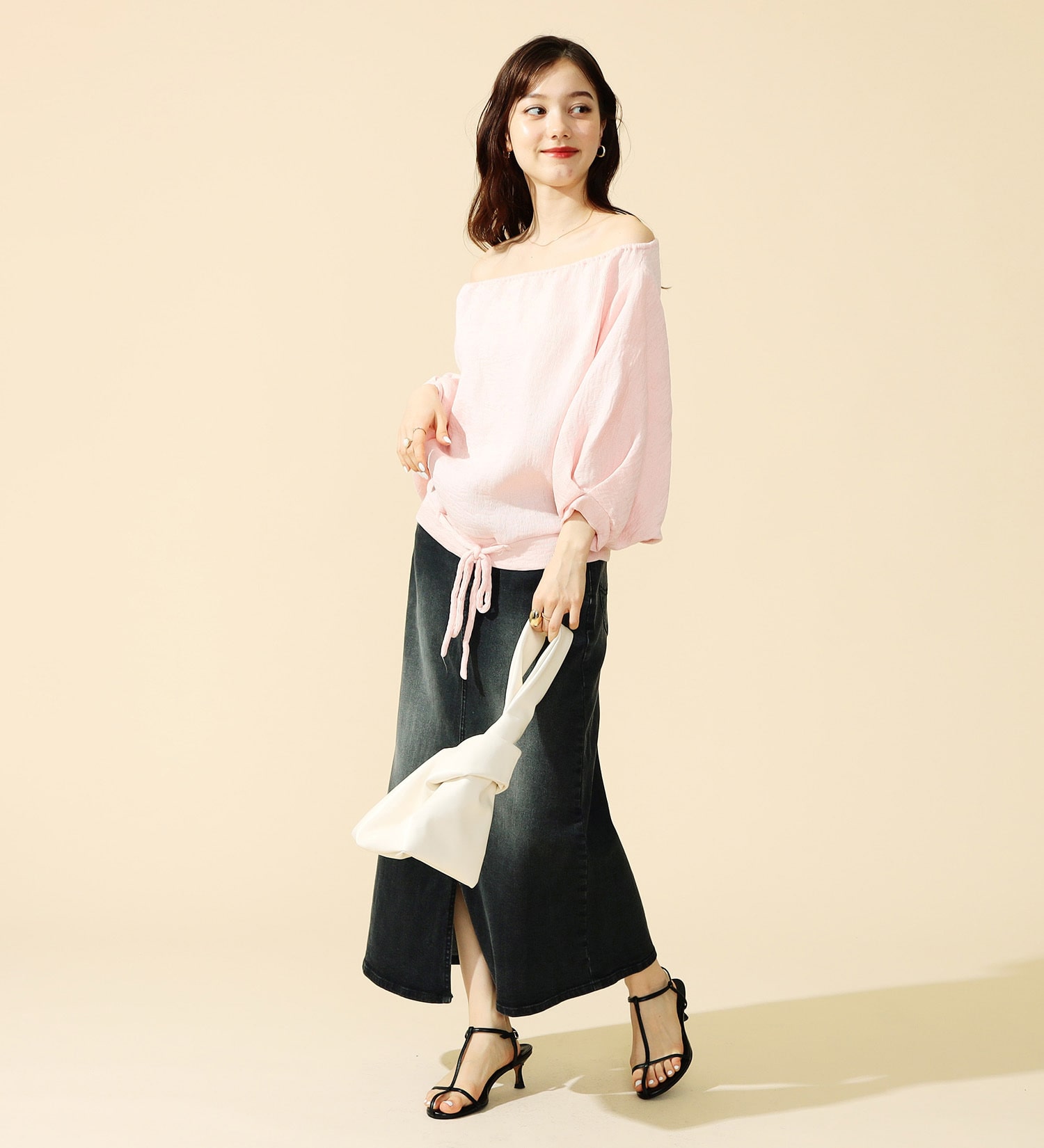 Lee(リー)の【豊富なサイズ展開】Lee BABE ストレッチ/ミドル丈デニムスカート XS-XL セットアップ可|スカート/デニムスカート/レディース|ブラックデニム