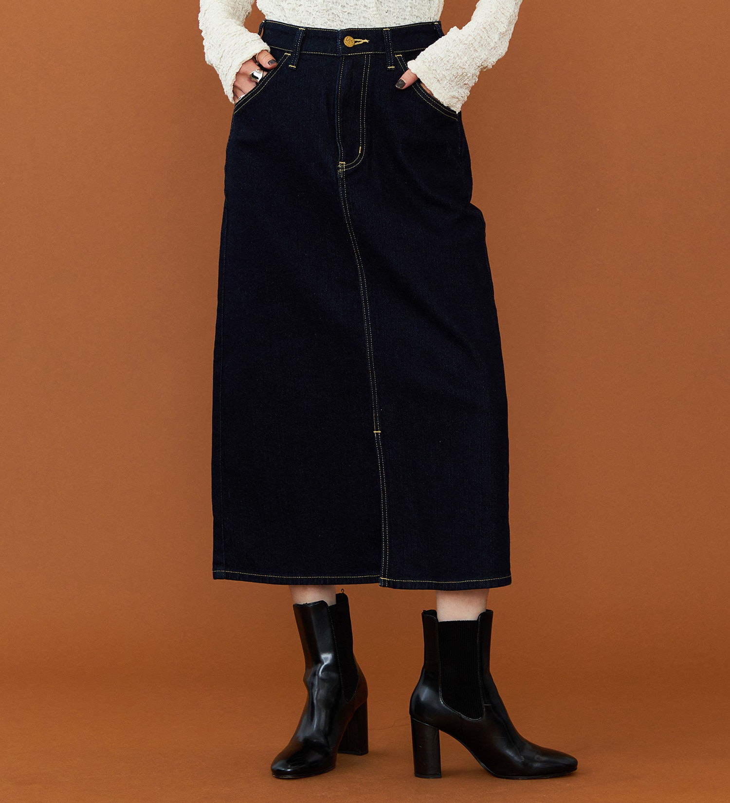 Lee(リー)のリニューアル Lee BABE ストレッチ/ミドル丈デニムスカート 【豊富なサイズ展開XS-XL】|スカート/デニムスカート/レディース|インディゴブルー