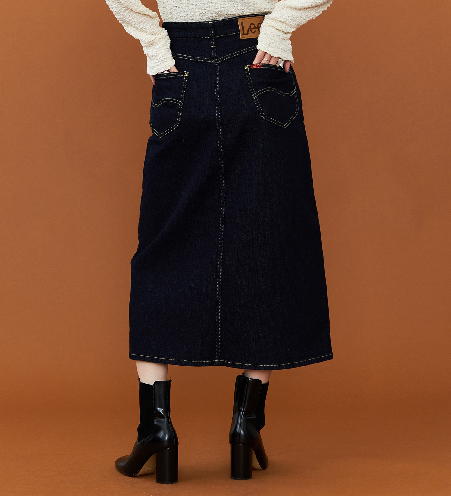 Lee(リー)のリニューアル Lee BABE ストレッチ/ミドル丈デニムスカート 【豊富なサイズ展開XS-XL】|スカート/デニムスカート/レディース|インディゴブルー