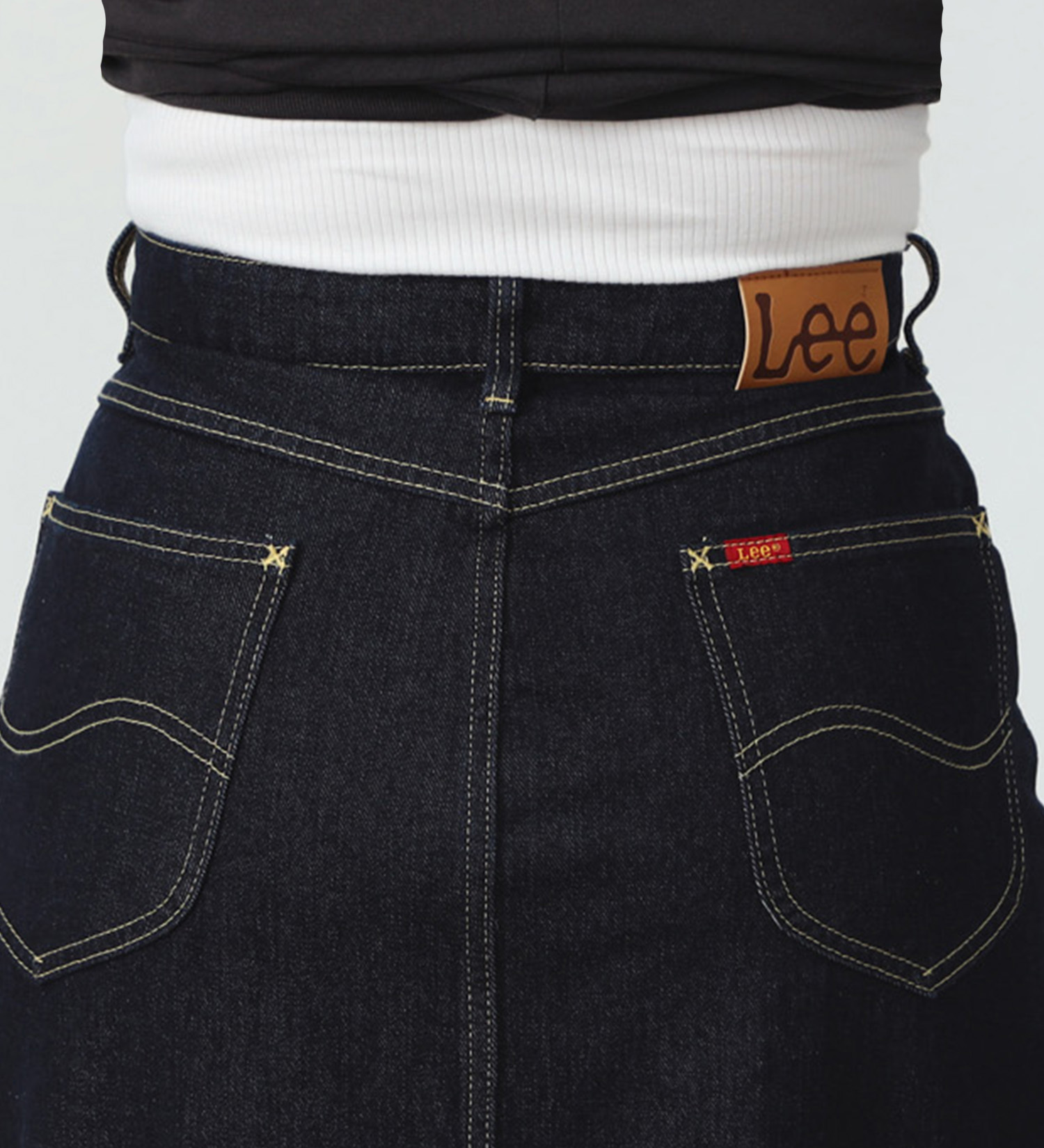 Lee(リー)のLee BABE ストレッチ/ミドル丈デニムスカート 【豊富なサイズ展開XS-XL】|スカート/デニムスカート/レディース|インディゴブルー
