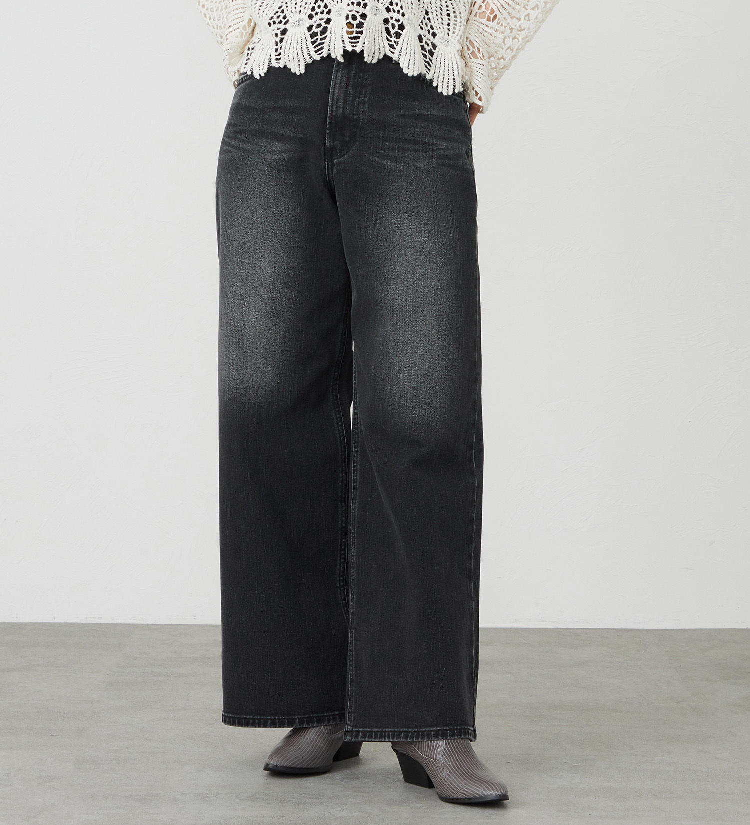 Lee(リー)の【SUMMER SALE】Lee BABE ストレッチ/ワイドデニムパンツ 【豊富なサイズ展開XXS-4L】|パンツ/デニム/ジーンズパンツ/レディース|ブラックデニム