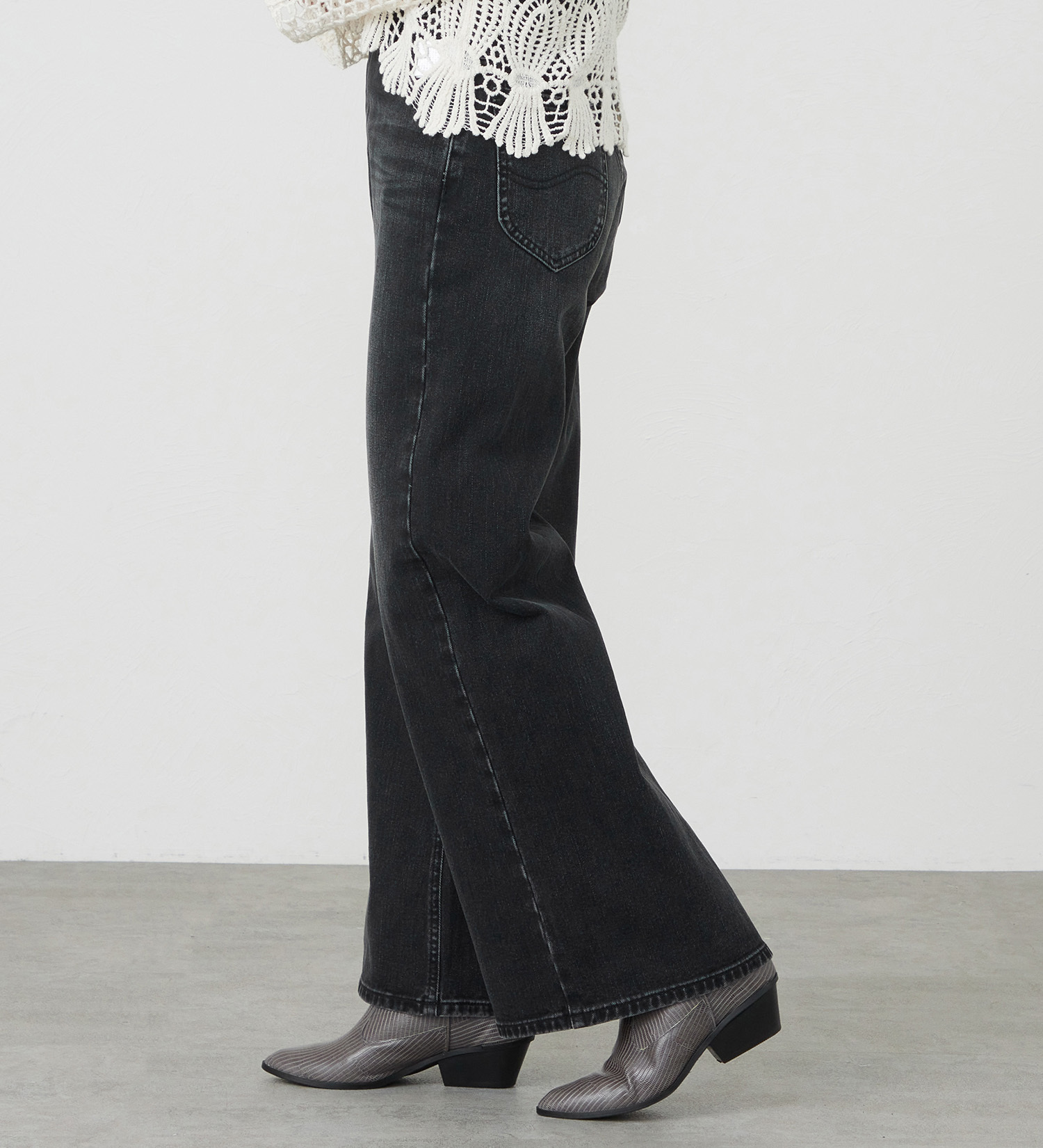 Lee(リー)の【SUMMER SALE】Lee BABE ストレッチ/ワイドデニムパンツ 【豊富なサイズ展開XXS-4L】|パンツ/デニム/ジーンズパンツ/レディース|ブラックデニム