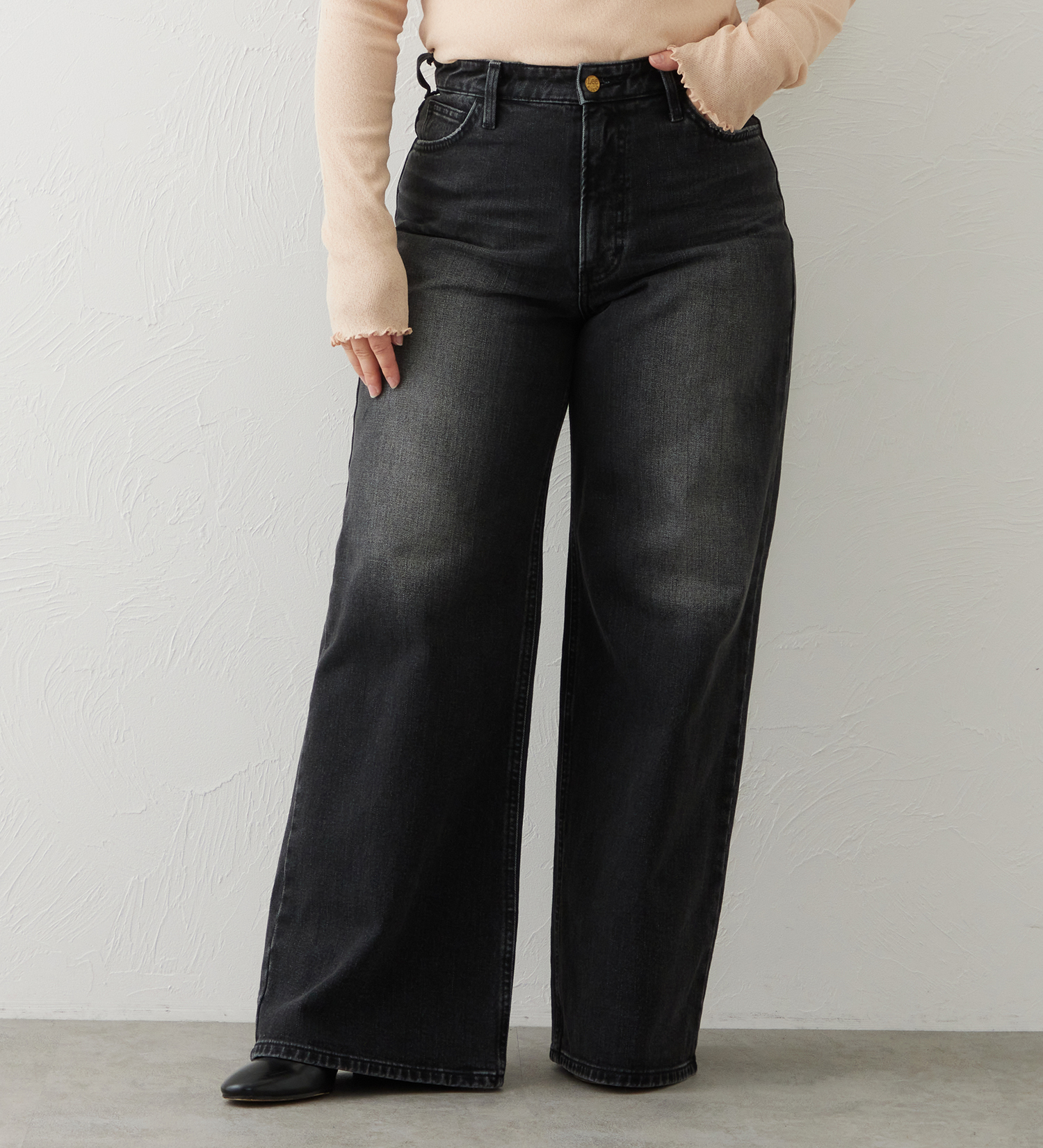 Lee(リー)の【SUMMER SALE】Lee BABE ストレッチ/ワイドデニムパンツ 【豊富なサイズ展開XXS-4L】|パンツ/デニム/ジーンズパンツ/レディース|ブラックデニム