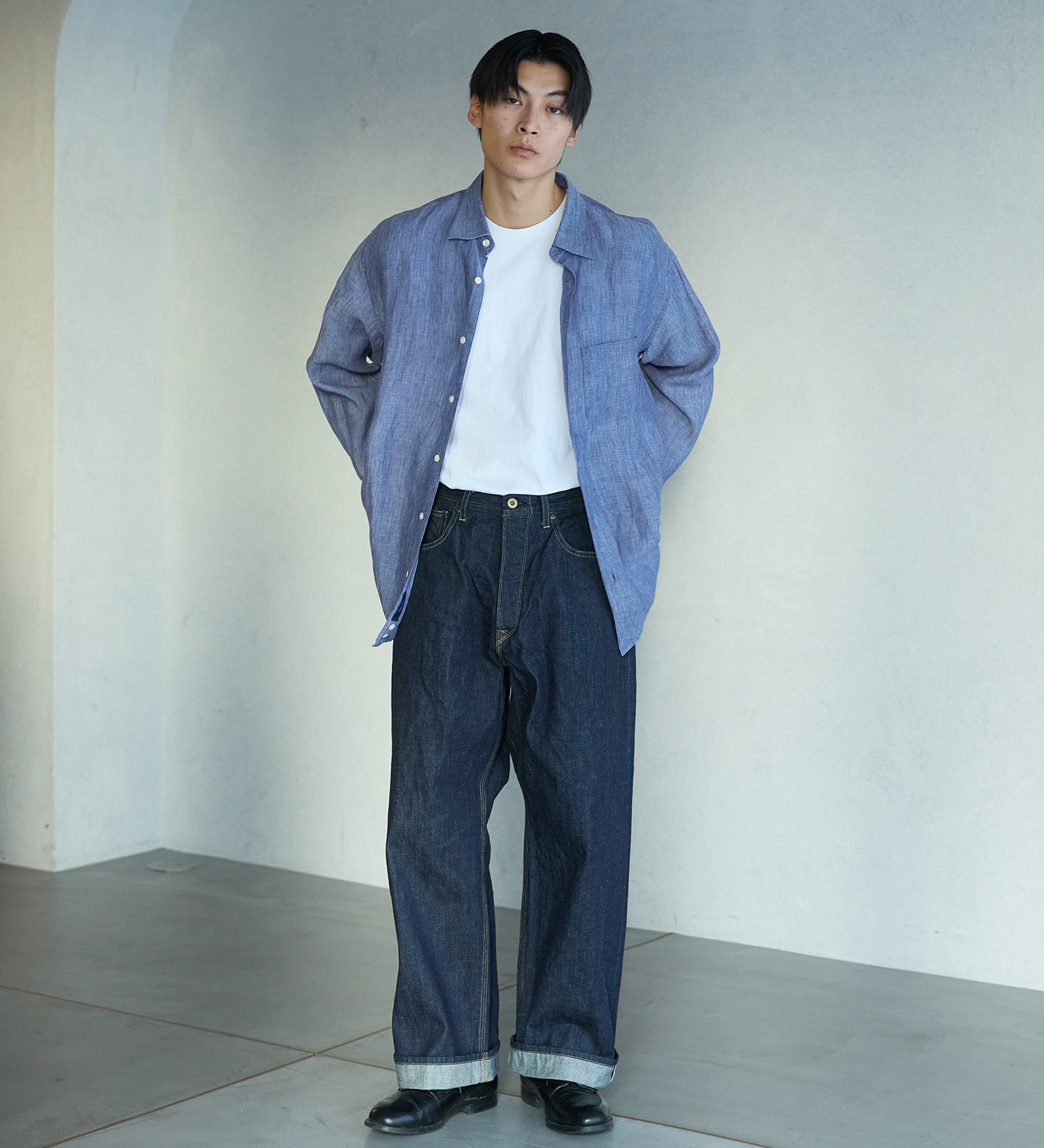 Lee(リー)の【予約】【101 100周年】101 COWBOY WIDE PANTS/カウボーイワイド セルビッチデニム|パンツ/デニム/ジーンズパンツ/メンズ|インディゴブルー