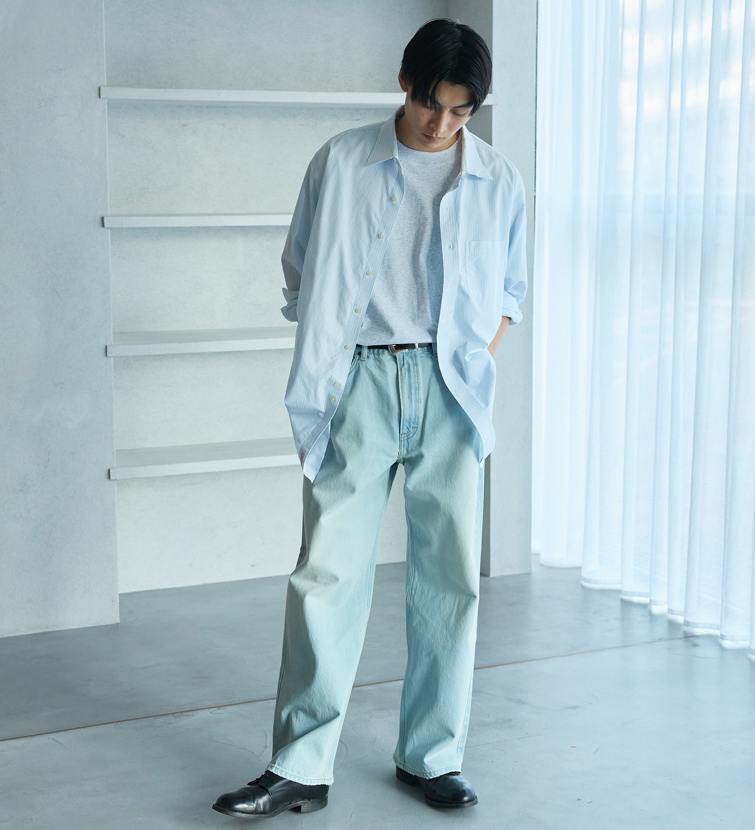 Lee(リー)の【予約】【101 100周年】101 RIDERS WIDE REGULAR PANTS /ライダースワイドレギュラーデニム|パンツ/デニム/ジーンズパンツ/メンズ|淡色ブルー