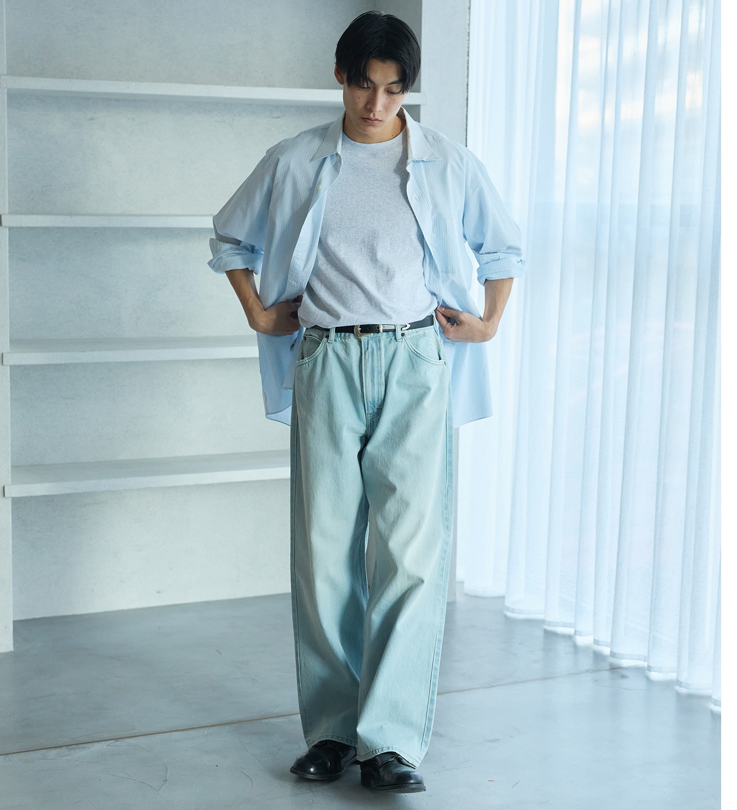 Lee(リー)の【予約】【101 100周年】101 RIDERS WIDE REGULAR PANTS /ライダースワイドレギュラーデニム|パンツ/デニム/ジーンズパンツ/メンズ|淡色ブルー