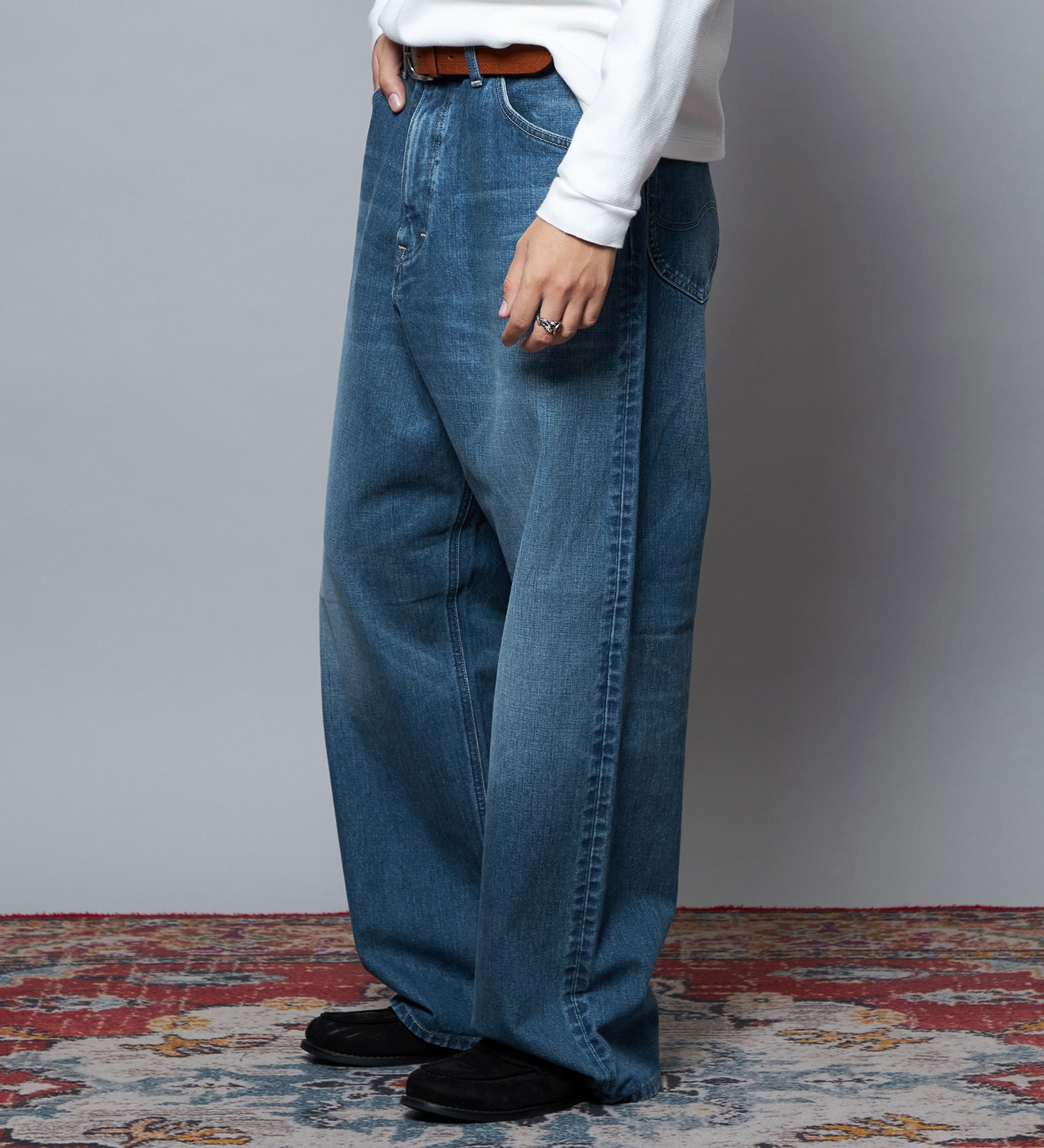 Lee(リー)の【予約】【101 101周年記念特別モデル】ANNIVERSARY 101-Z WIDE ワイドデニムパンツ セットアップ可|パンツ/デニム/ジーンズパンツ/メンズ|中色ブルー