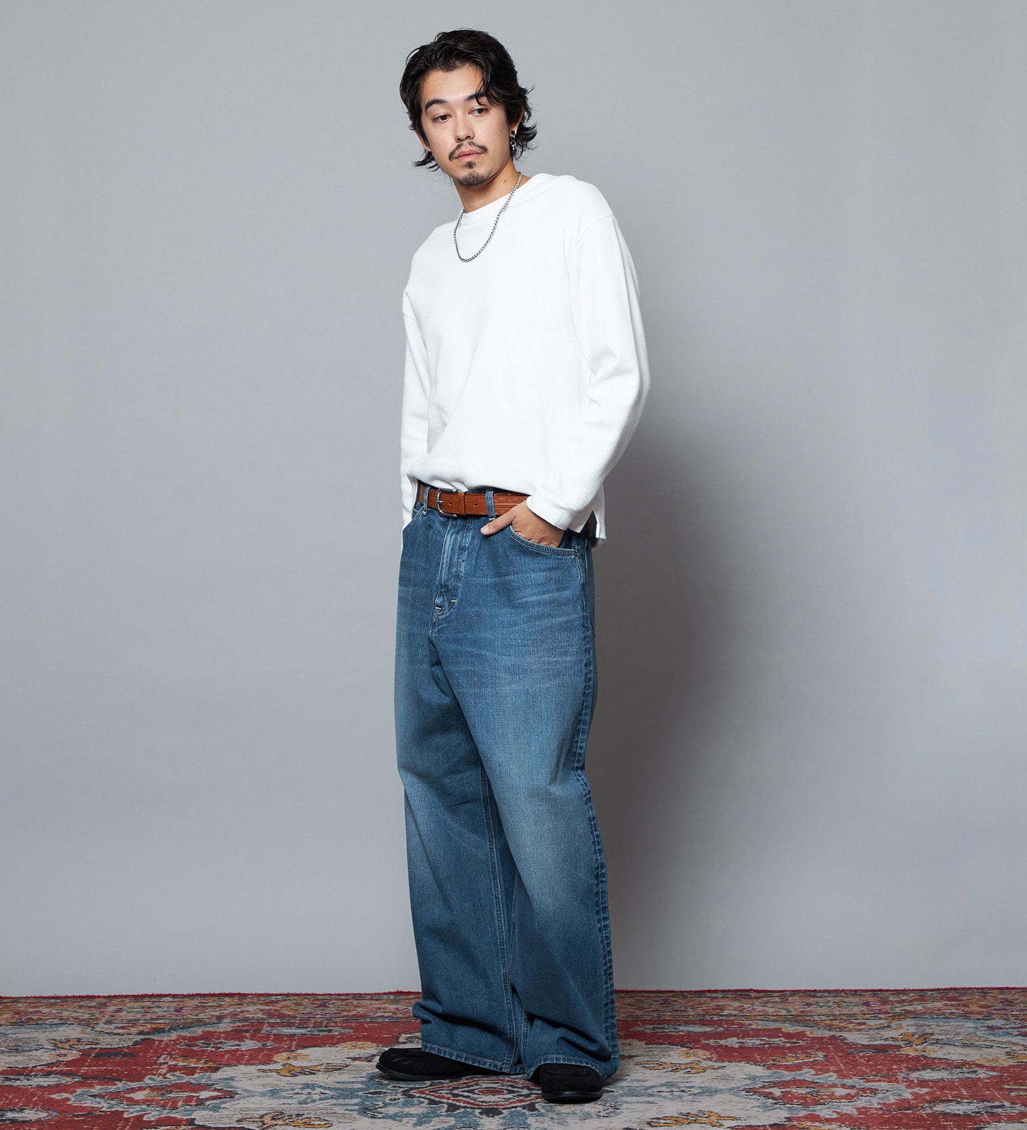 Lee(リー)の【予約】【101 101周年記念特別モデル】ANNIVERSARY 101-Z WIDE ワイドデニムパンツ セットアップ可|パンツ/デニム/ジーンズパンツ/メンズ|中色ブルー