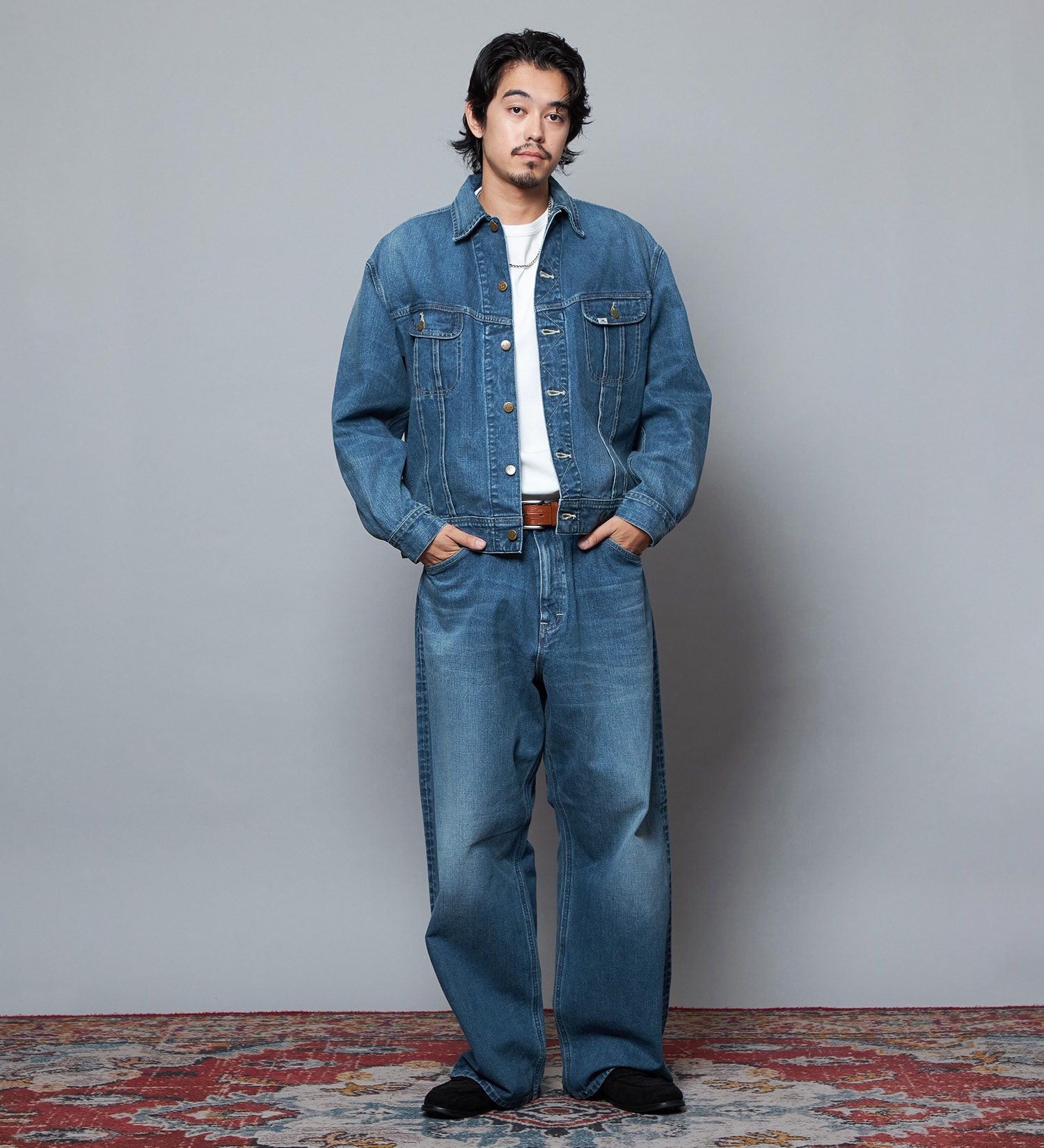 Lee(リー)の【予約】【101 101周年記念特別モデル】ANNIVERSARY 101-Z WIDE ワイドデニムパンツ セットアップ可|パンツ/デニム/ジーンズパンツ/メンズ|中色ブルー