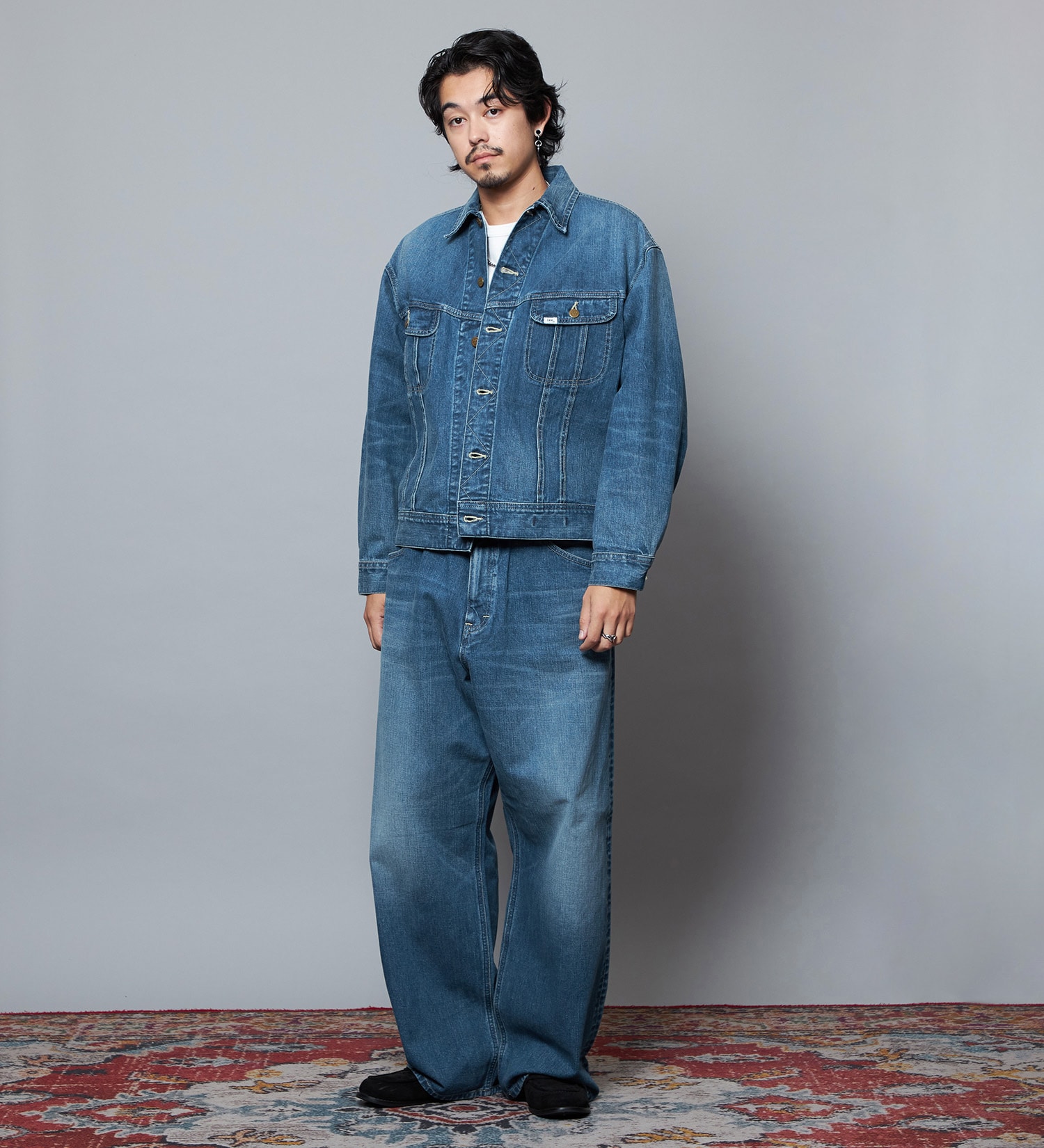 Lee(リー)の【予約】【101 101周年記念特別モデル】ANNIVERSARY 101-Z WIDE ワイドデニムパンツ セットアップ可|パンツ/デニム/ジーンズパンツ/メンズ|中色ブルー