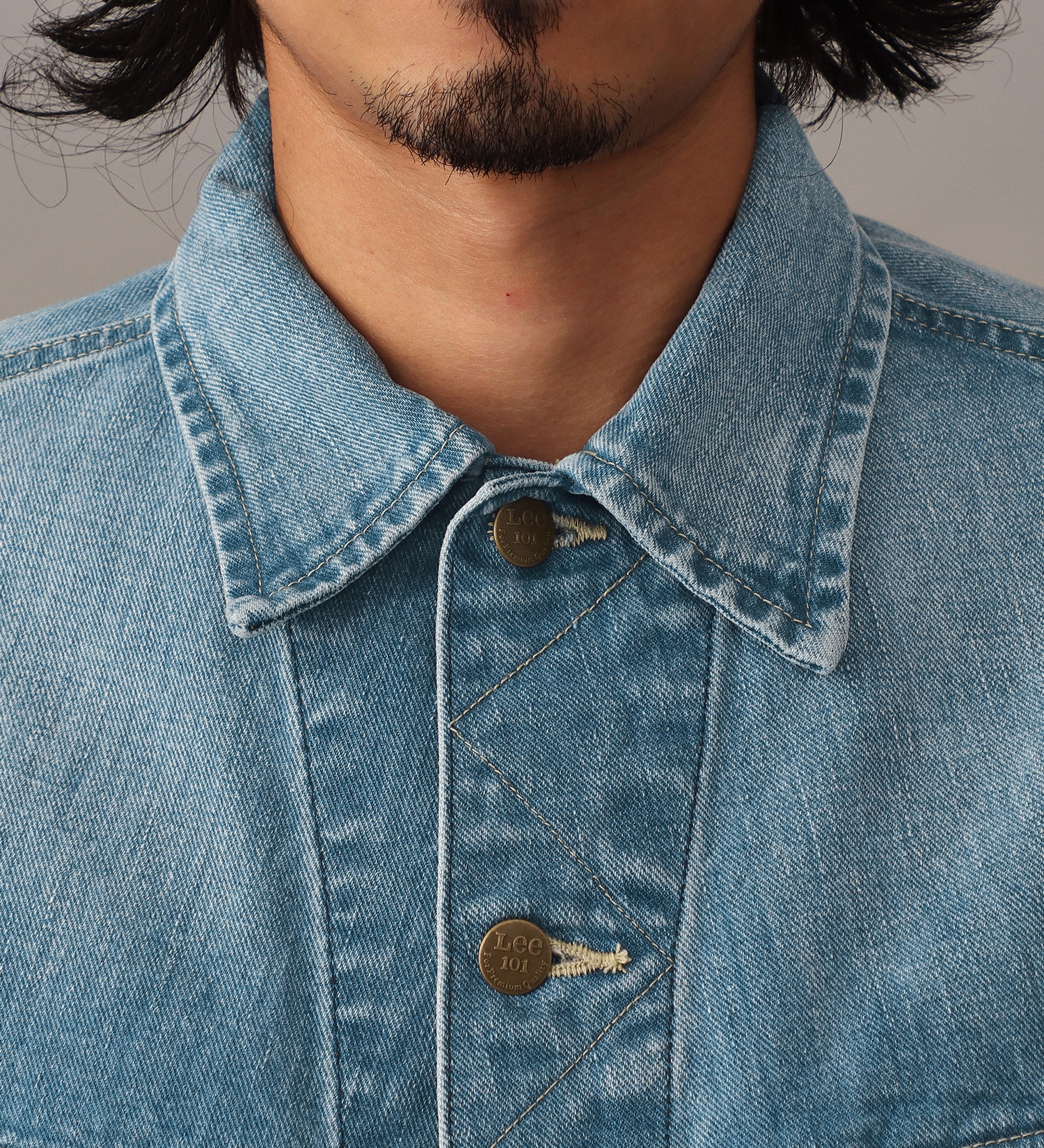 Lee(リー)の【予約】【101 101周年記念特別モデル】ANNIVERSARY 101 RIDERS JACKET セットアップ可|ジャケット/アウター/デニムジャケット/メンズ|中色ブルー
