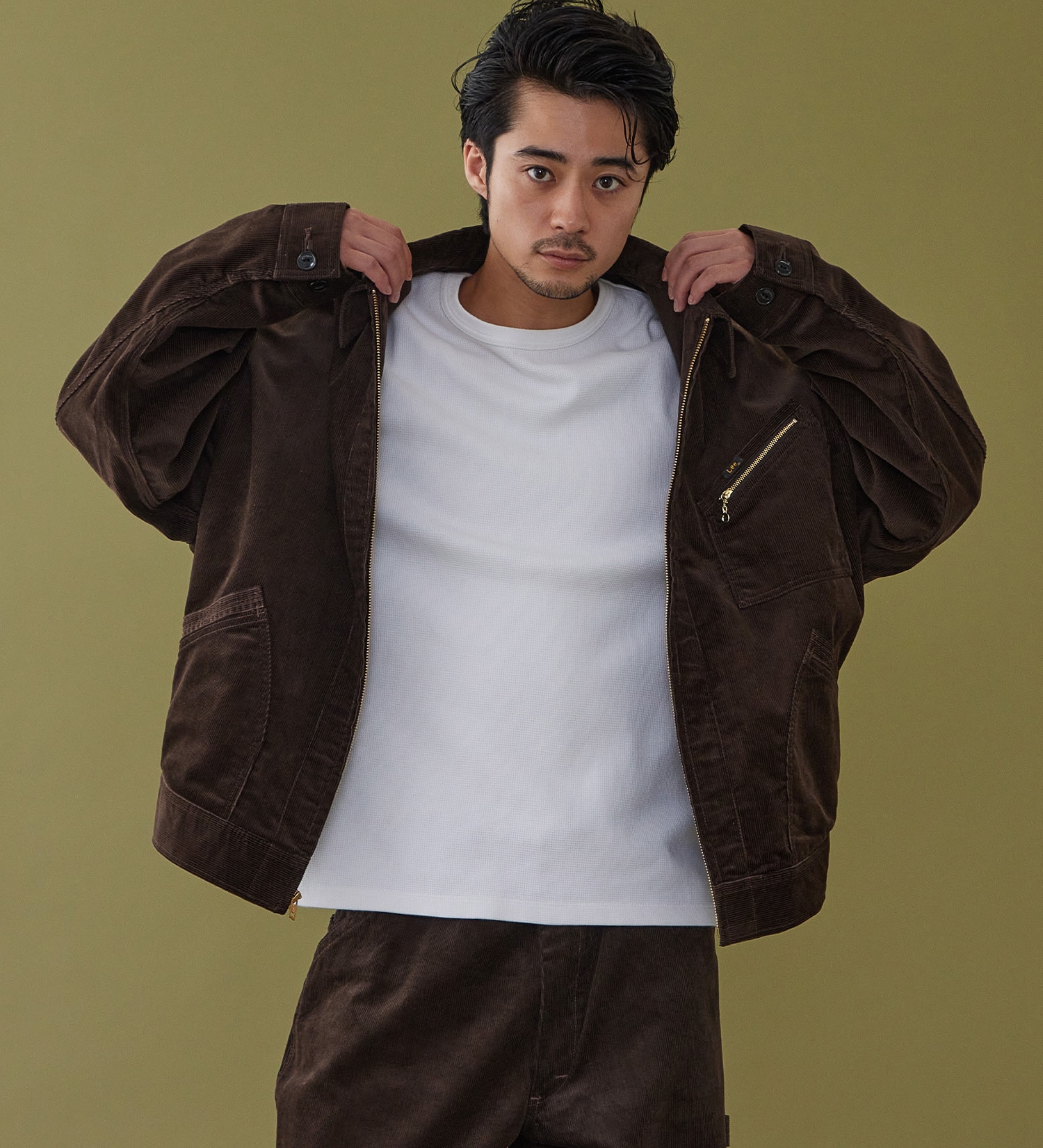 Lee(リー)のSUPERSIZED ビッグシルエットジップアップコーデュロイジャケット/DUNGAREES セットアップ対応|ジャケット/アウター/その他アウター/メンズ|ブラウン