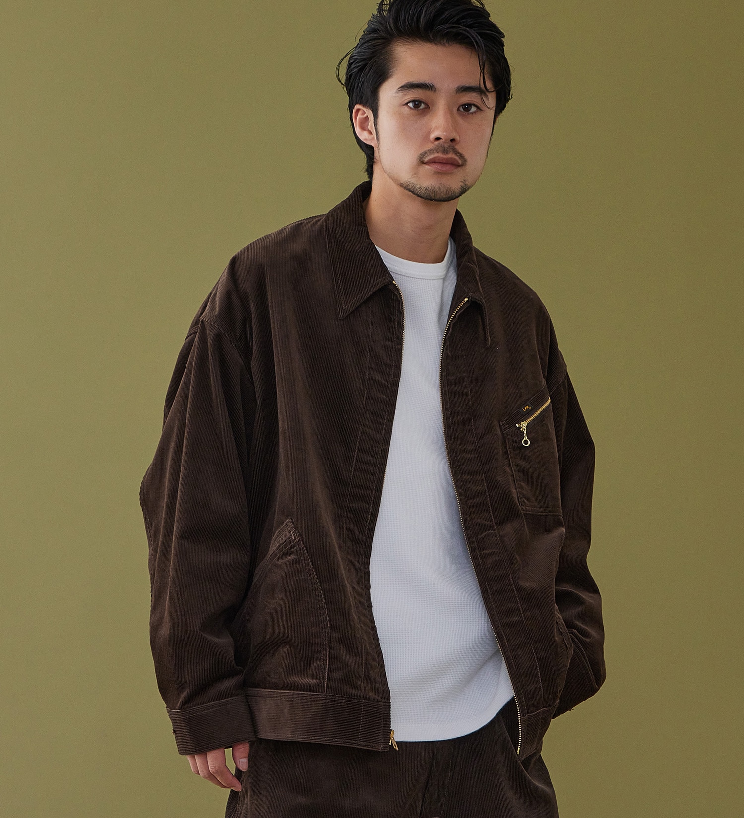 Lee(リー)のSUPERSIZED ビッグシルエットジップアップコーデュロイジャケット/DUNGAREES セットアップ対応|ジャケット/アウター/その他アウター/メンズ|ブラウン