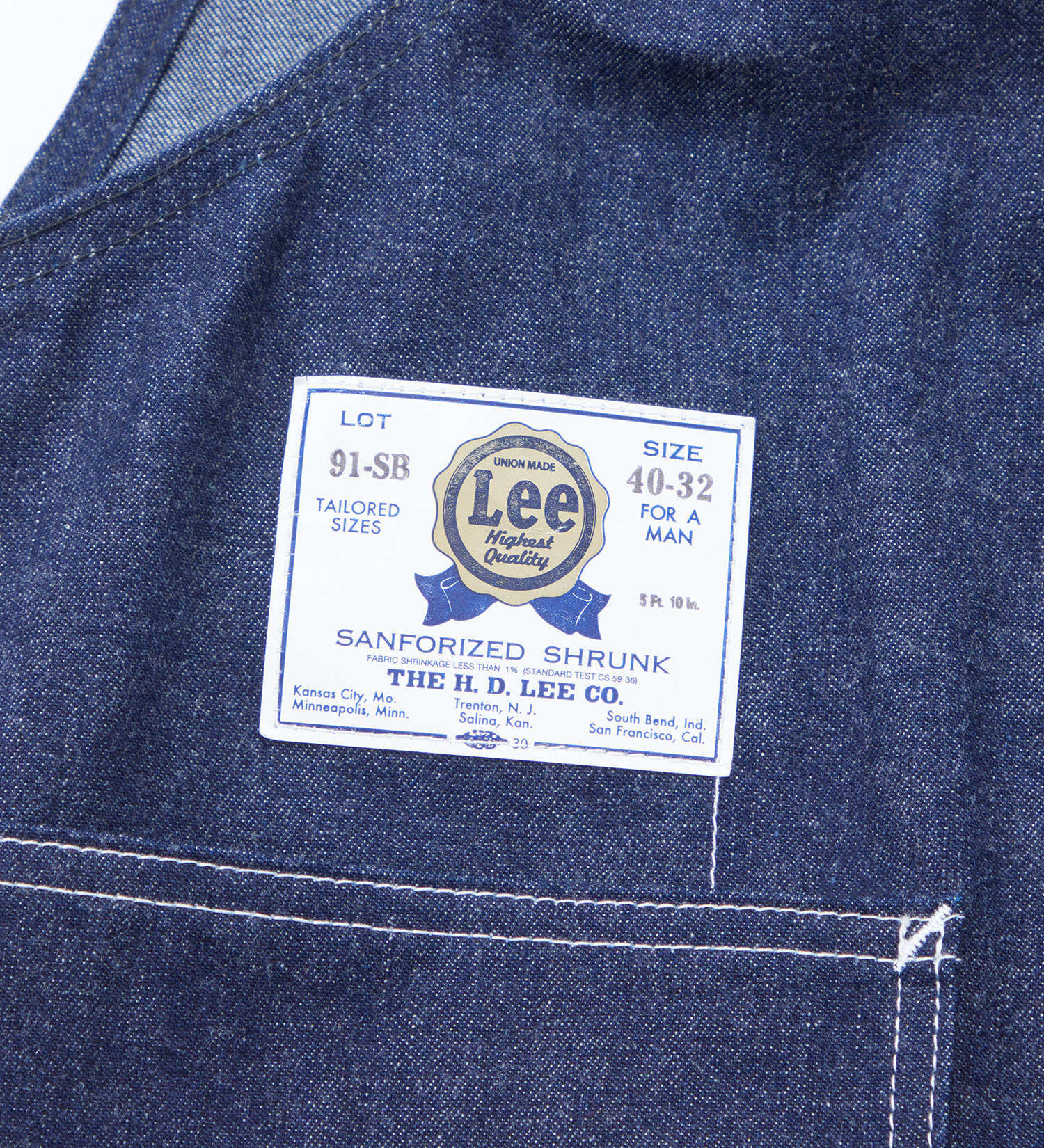 Lee(リー)のTHE ARCHIVES 91-SB 1947 MODEL|オールインワン/サロペット/オーバーオール/メンズ|インディゴ未洗い