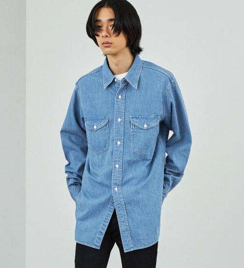 Lee(リー)の【ライトデニム素材】ワークシャツ|トップス/シャツ/ブラウス/メンズ|淡色ブルー
