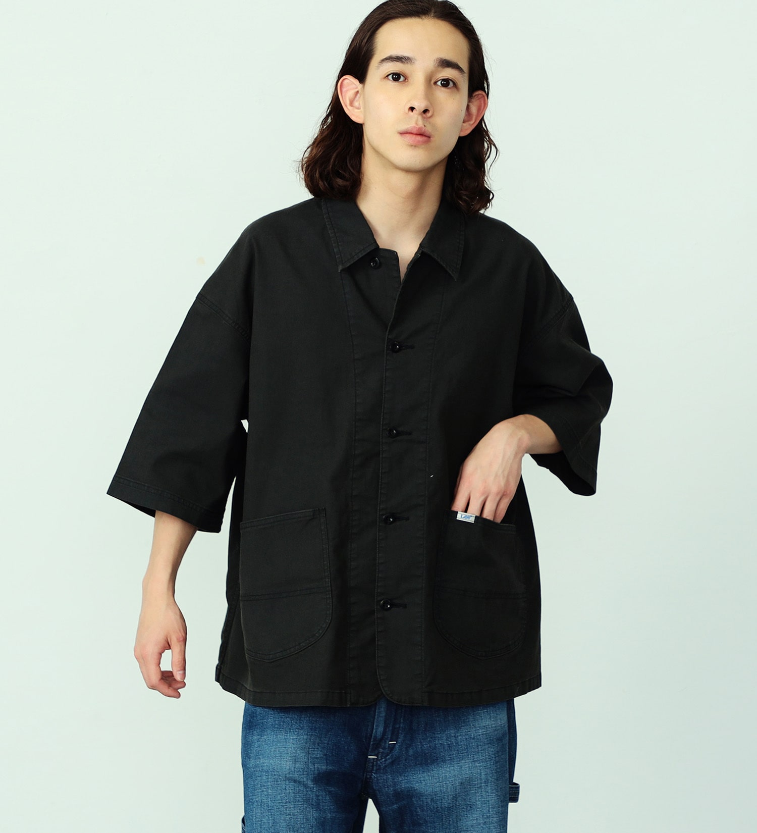 Lee(リー)のリネン混 LOCO ハーフスリーブシャツ|ジャケット/アウター/カバーオール/メンズ|ブラック