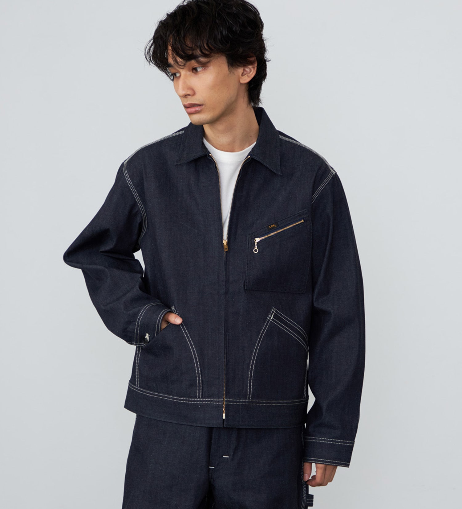 Lee(リー)の【予約】【リジッド/ナマ】91B ZIP-UPブルゾン|ジャケット/アウター/デニムジャケット/メンズ|インディゴ未洗い