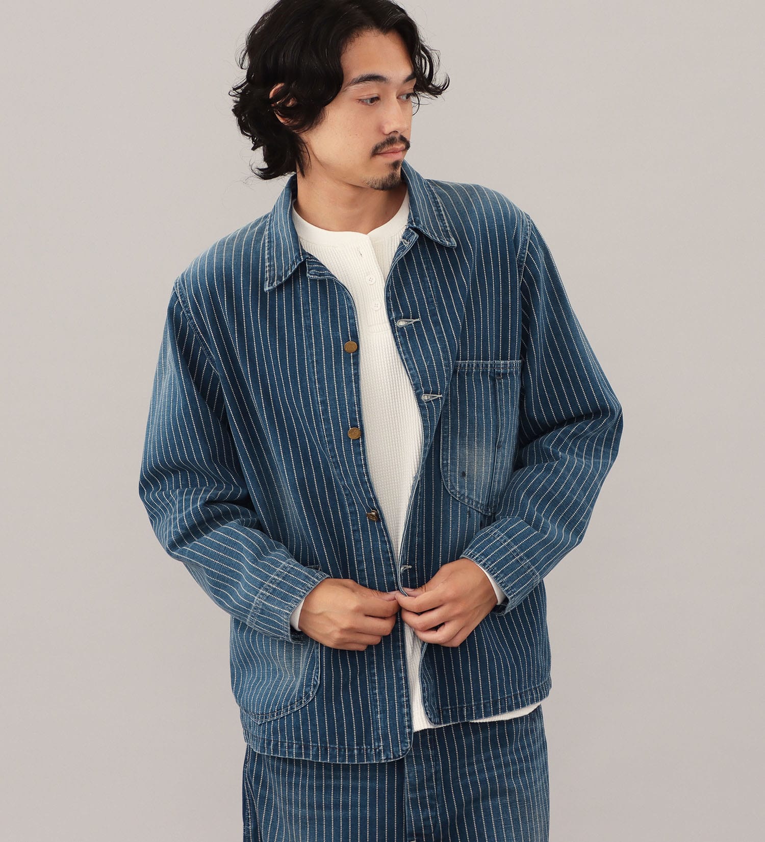 Lee(リー)の【試着対象】VINTAGE LOCO JACKET/ビンテージロコジャケット【セットアップ可/DUNGAREES】|ジャケット/アウター/カバーオール/メンズ|ストライプ