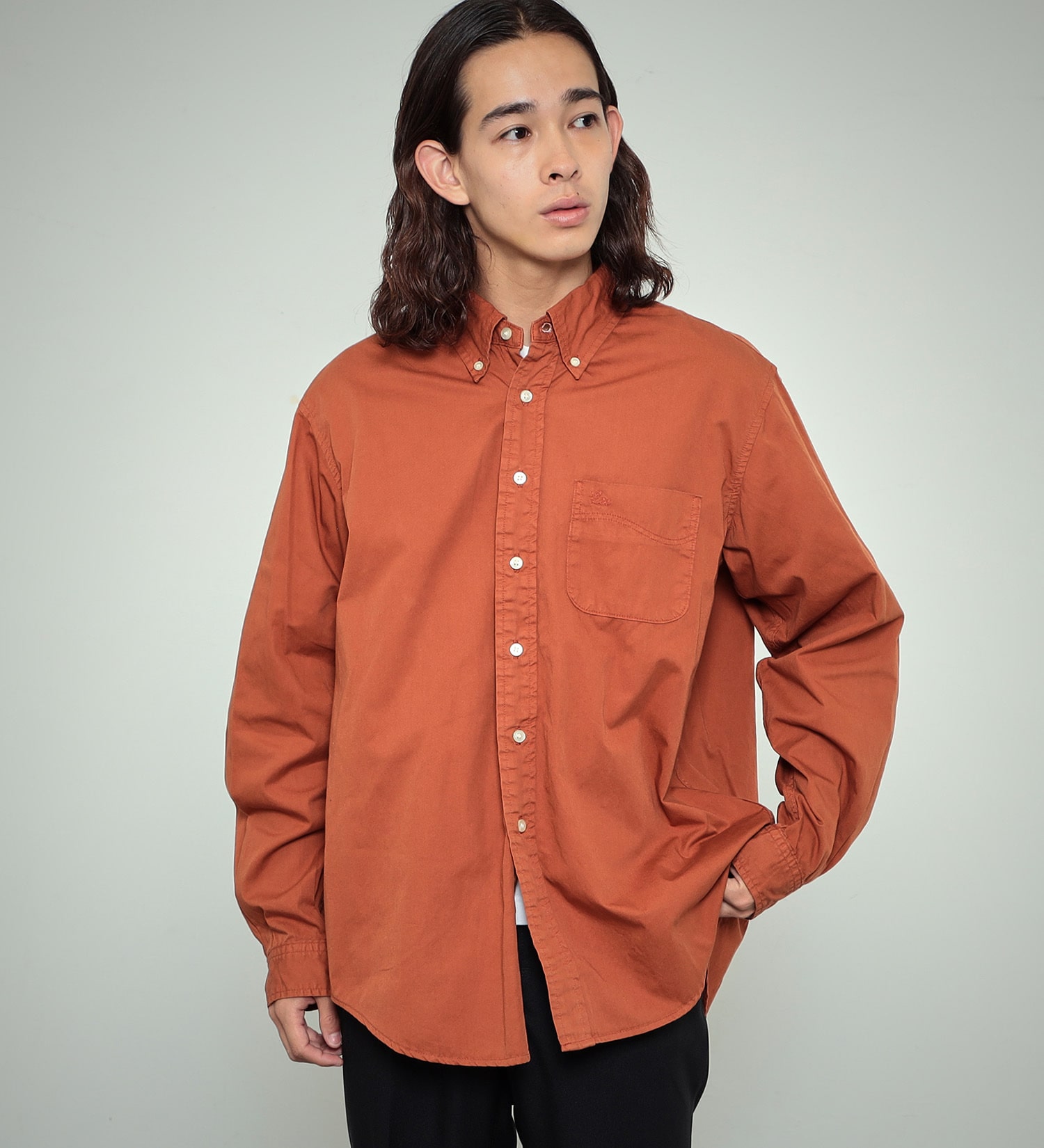 Lee(リー)の【カート割対象】【FINAL SALE】ボタンダウンシャツ デニム/カラー|トップス/シャツ/ブラウス/メンズ|オレンジ