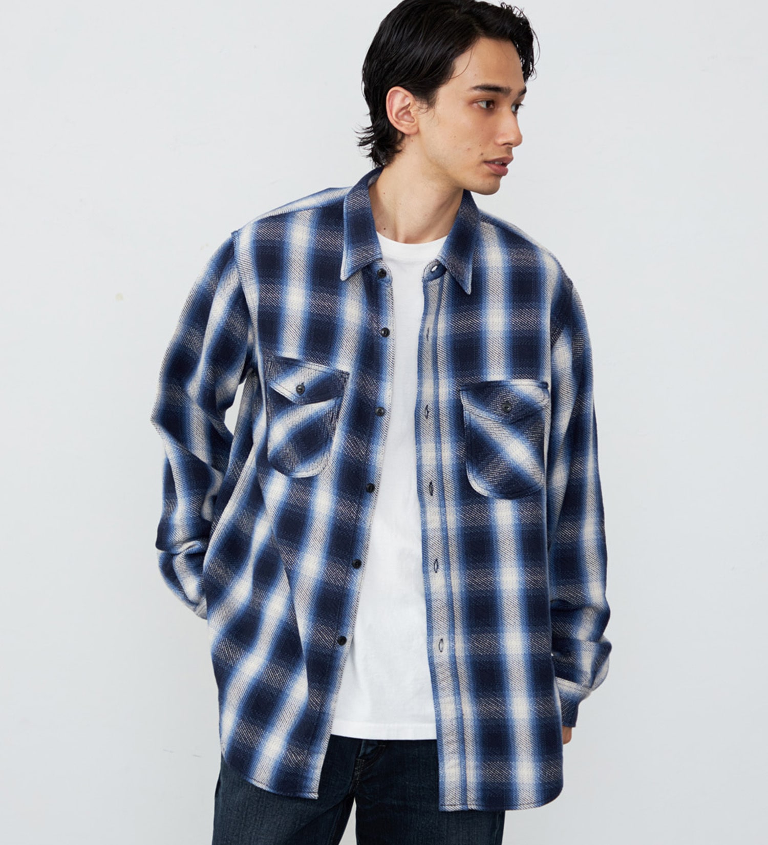 Lee(リー)のNEL WORK SHIRTS/ネルワークシャツ オンブレチェック|トップス/シャツ/ブラウス/メンズ|ブルー