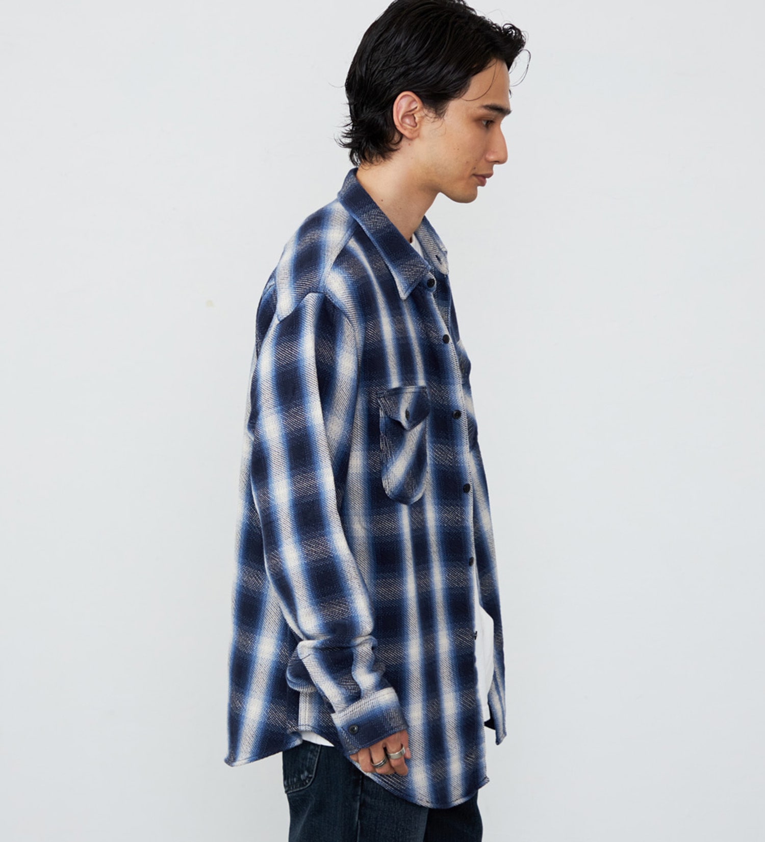 Lee(リー)のNEL WORK SHIRTS/ネルワークシャツ オンブレチェック|トップス/シャツ/ブラウス/メンズ|ブルー