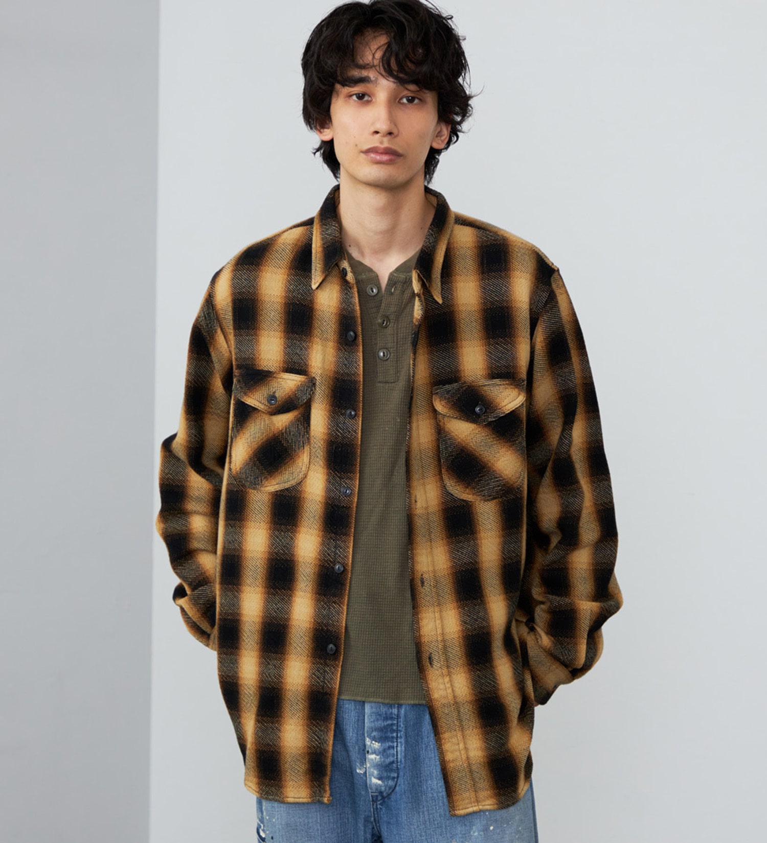 Lee(リー)のNEL WORK SHIRTS/ネルワークシャツ オンブレチェック|トップス/シャツ/ブラウス/メンズ|ブラウン